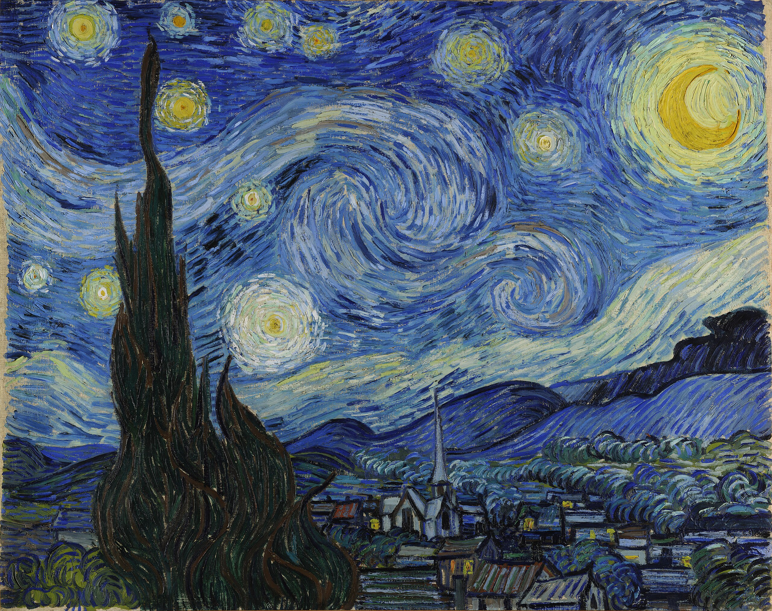 Starry Night, by Vincent van Gogh, public domain