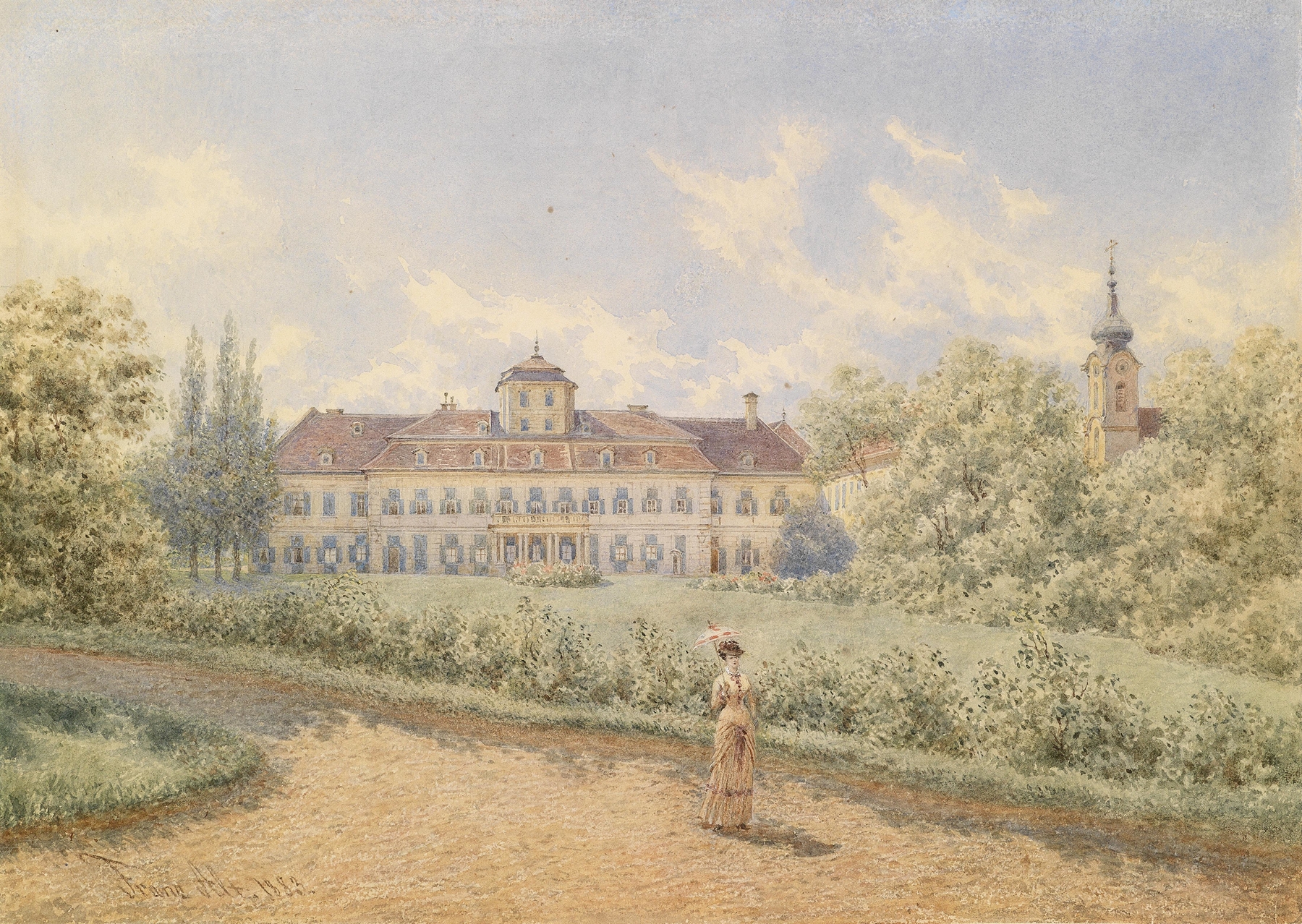 Architecture in Schloss by Franz Alt, oil on canvas, 1883