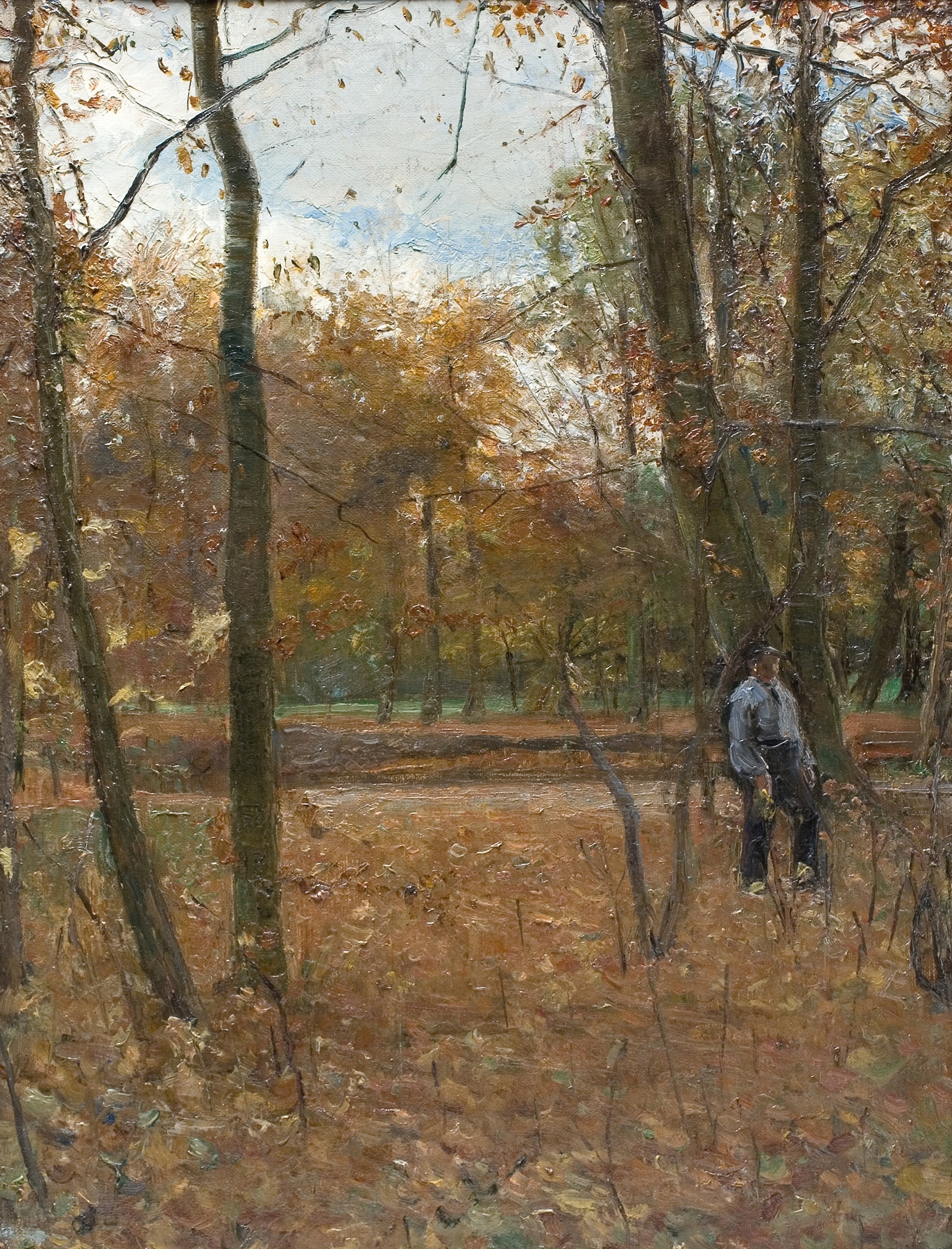 Autumn landscape with leaves and soft light by Albert Gottschalk