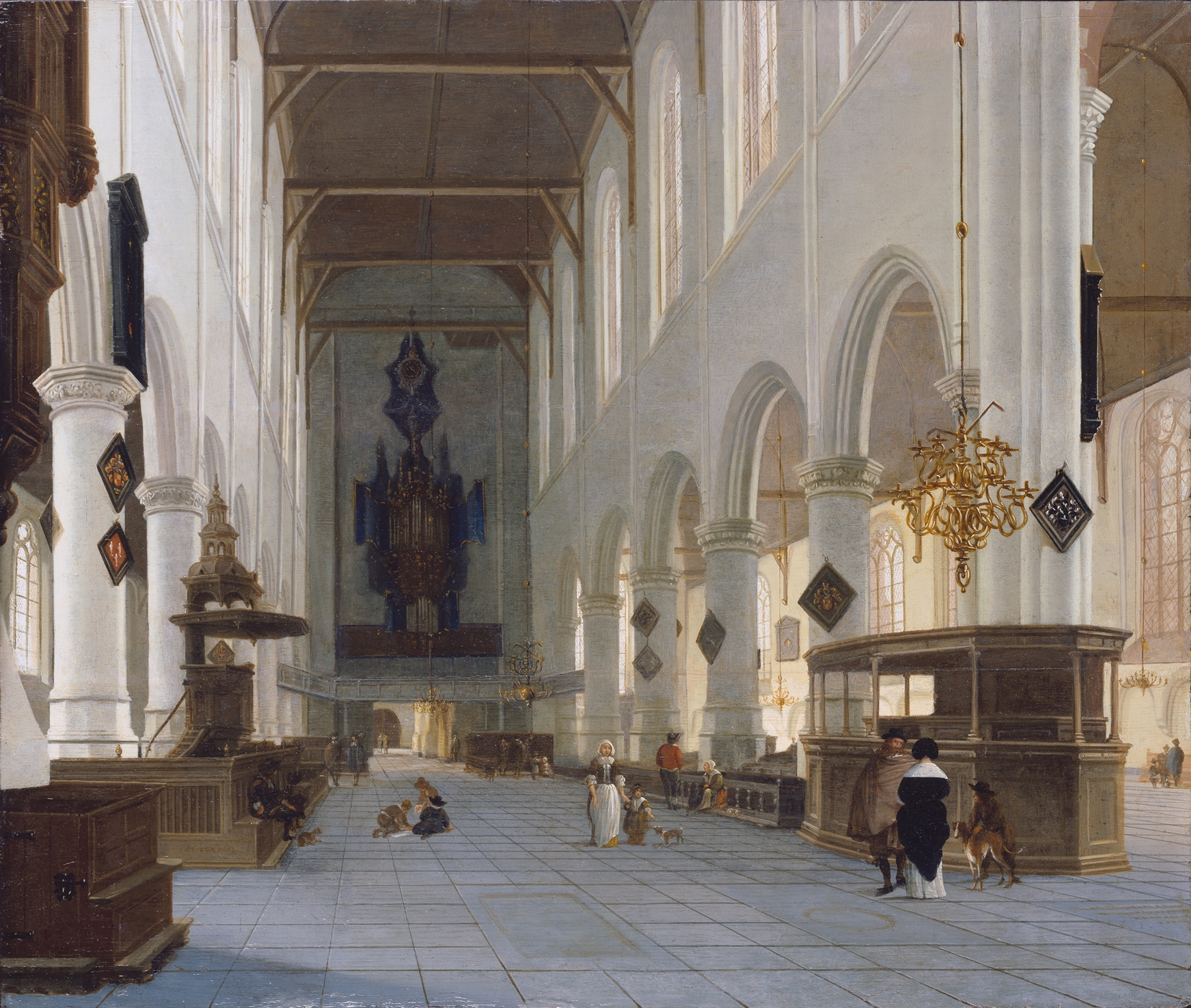 Interior of the Oude Kerk in Delft, oil painting by Hendrick Cornelisz. van Vliet