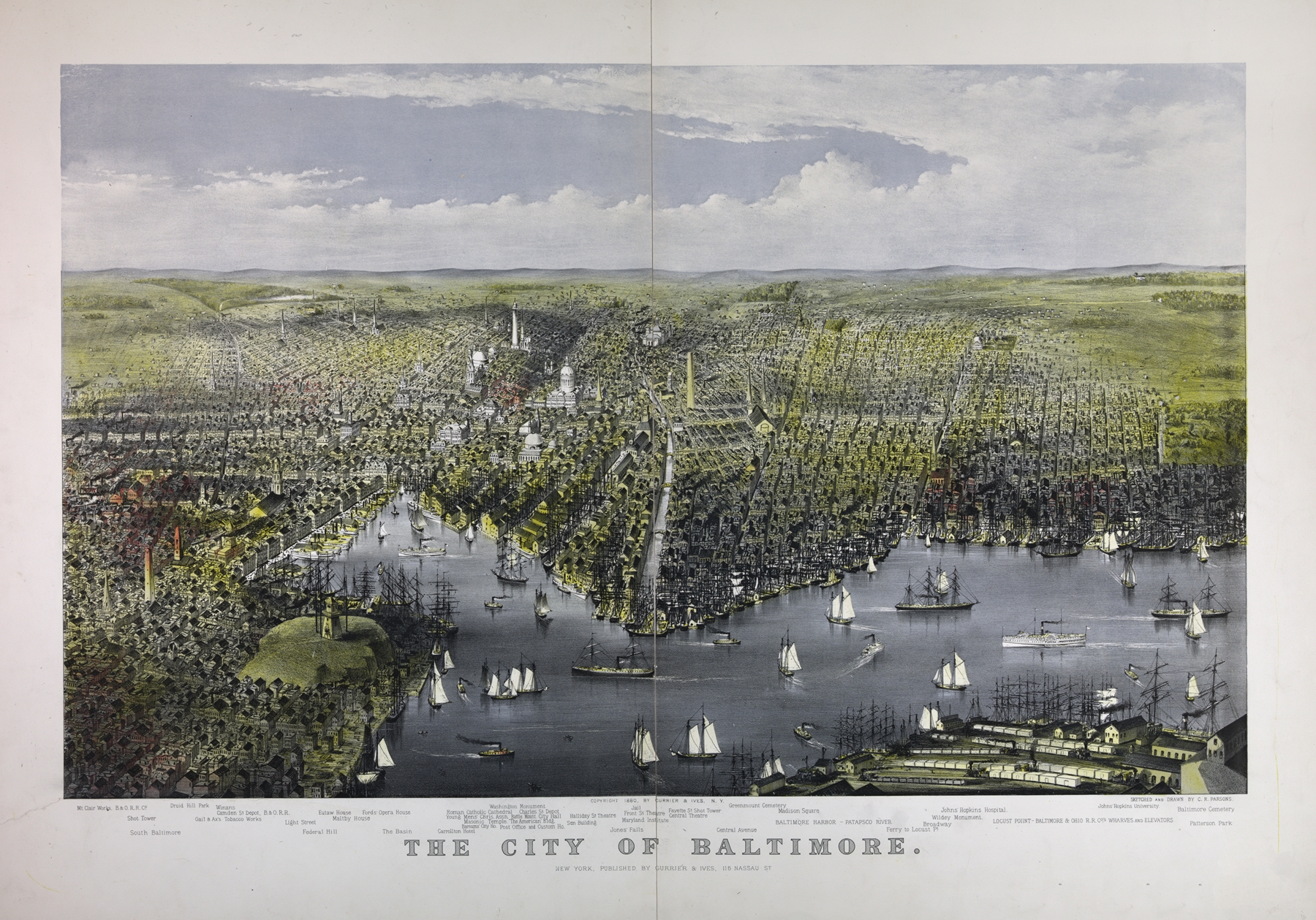 The City of Baltimore by Charles Richard Parsons, oil on canvas depicting an urban landscape.