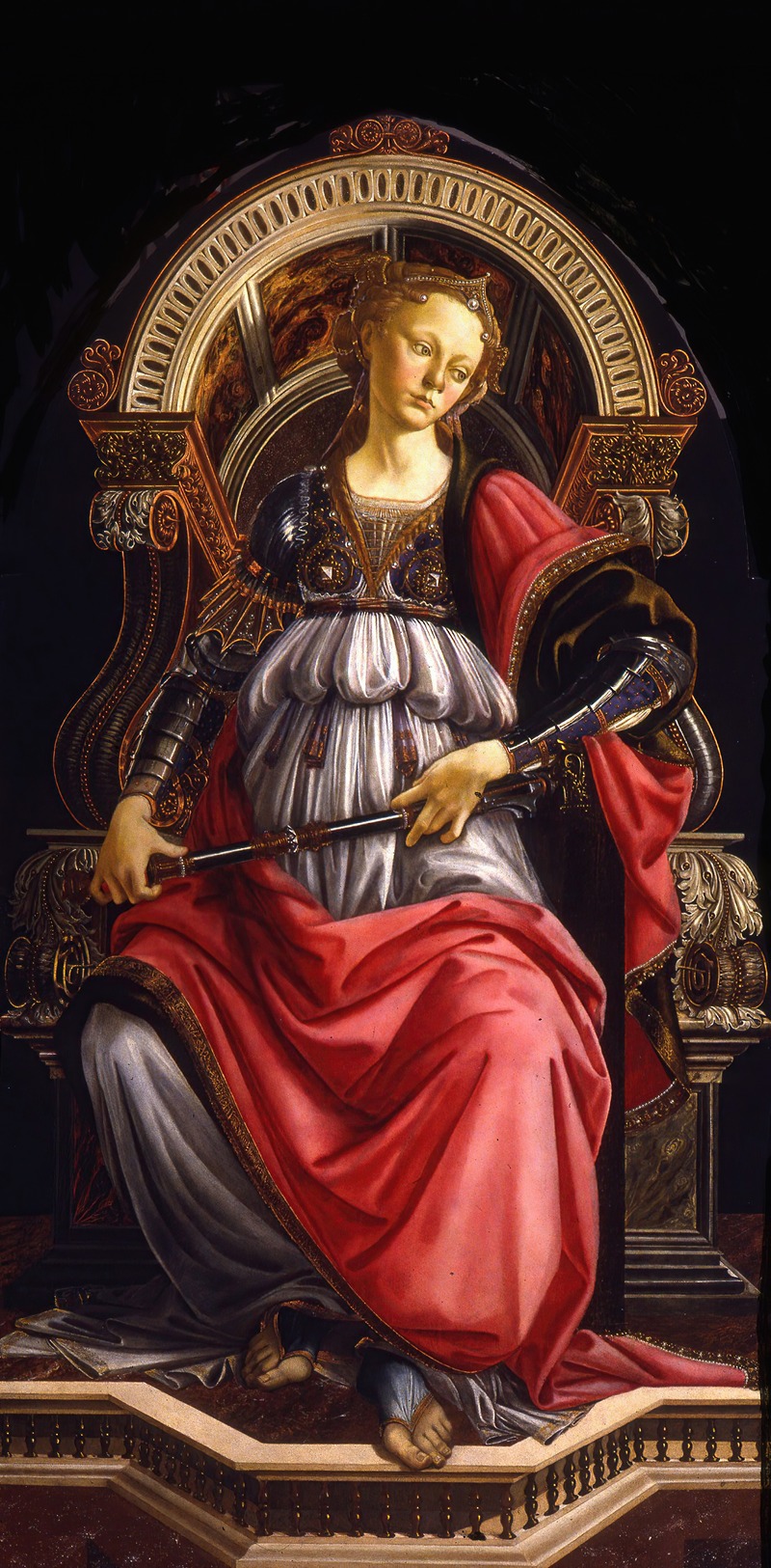 Sandro Botticelli's 'Fortitude' depicts a strong figure symbolizing resilience.