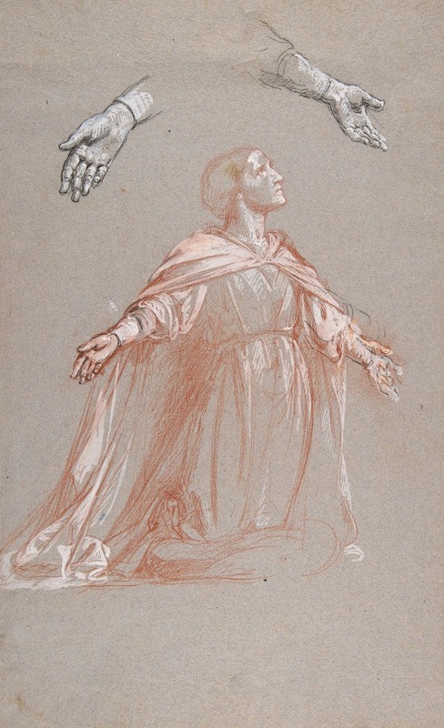 This painting depicts Sainte Clotilde, showcasing her serene expression and detailed attire.