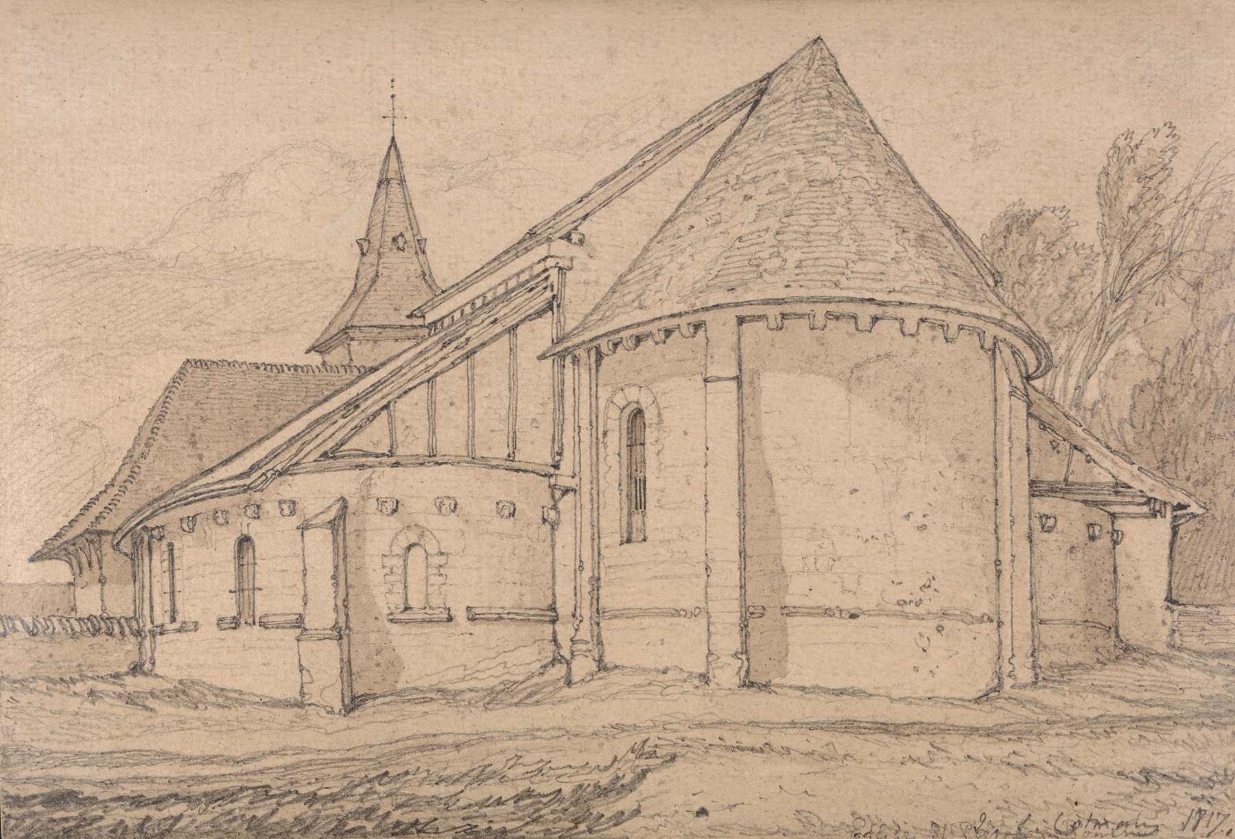 East End of the Abbey Church of St. Paul at Rouen, Normandy, watercolor on paper by John Sell Cotman