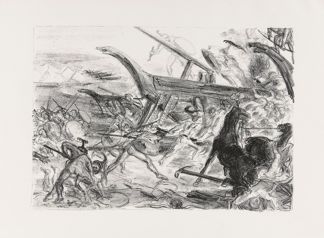 Max Slevogt's painting depicts a dramatic scene from the Trojan War.
