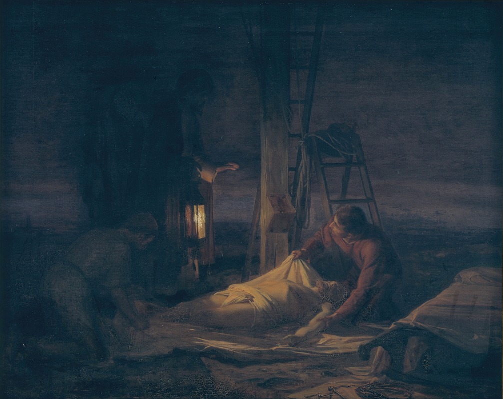 Carl Bloch's 'Descent from the Cross' depicts a poignant moment of Christ's crucifixion.