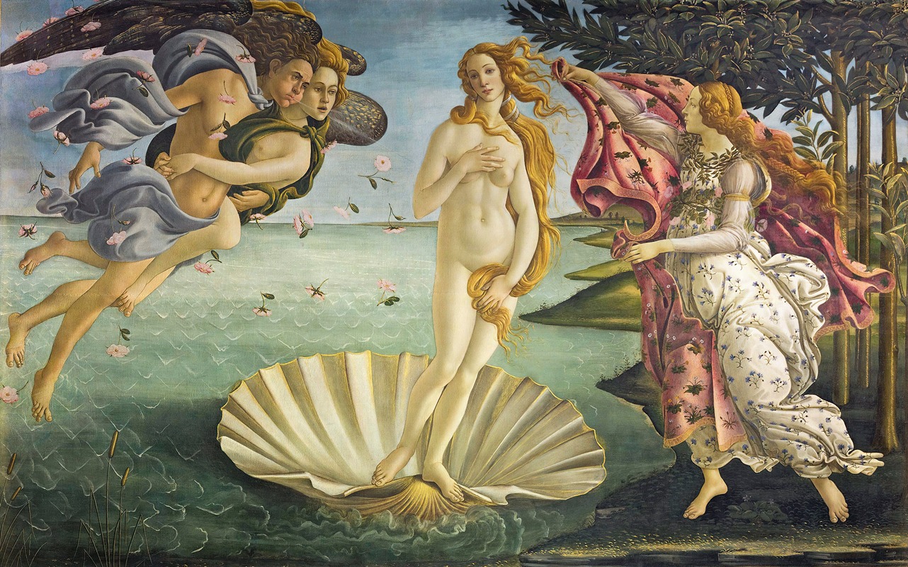 Sandro Botticelli's 'Birth of Venus' depicts the goddess emerging from the sea.