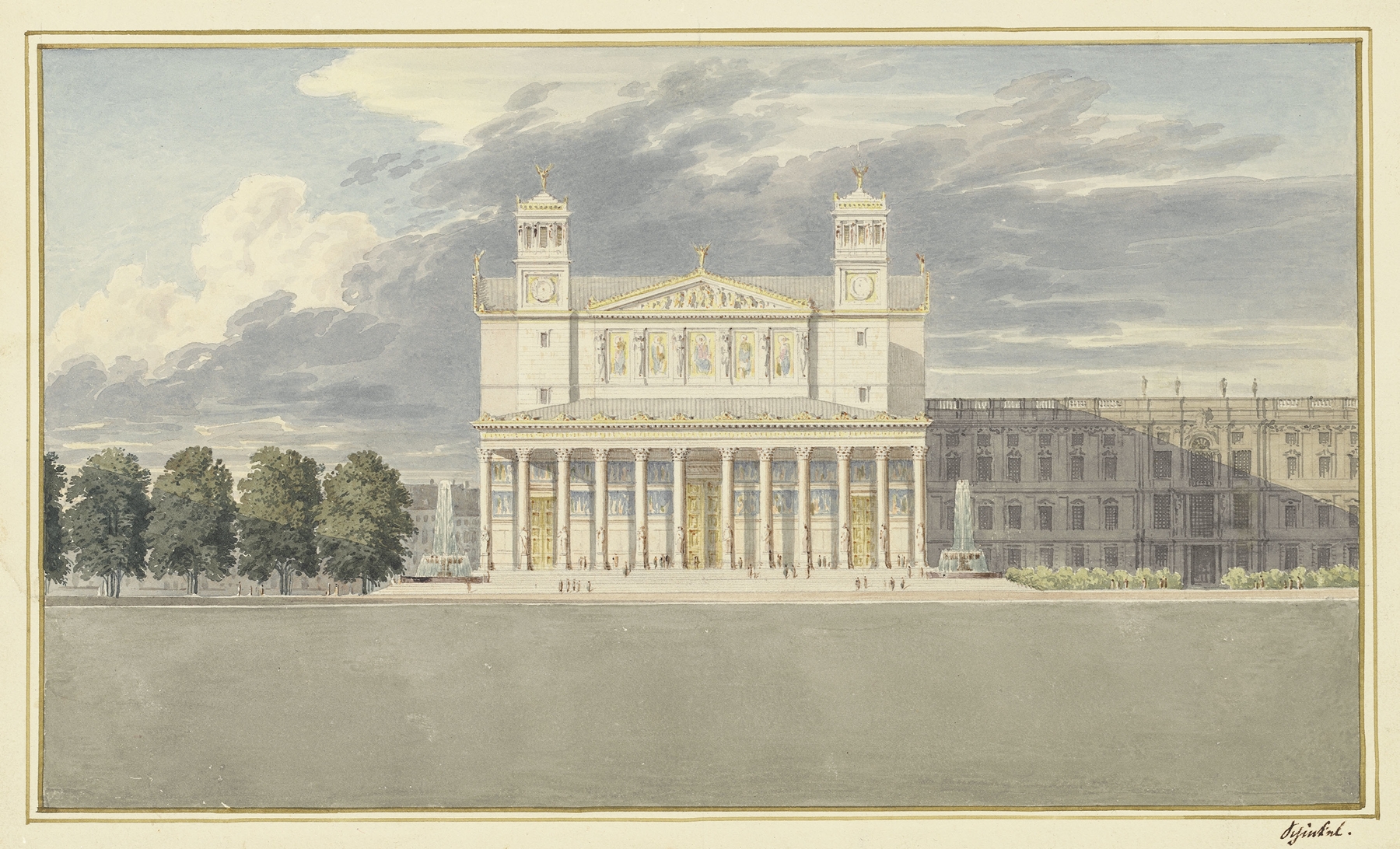 The Façade and Suroundings of a Cathedral for Berlin, by Karl Friedrich Schinkel, public domain