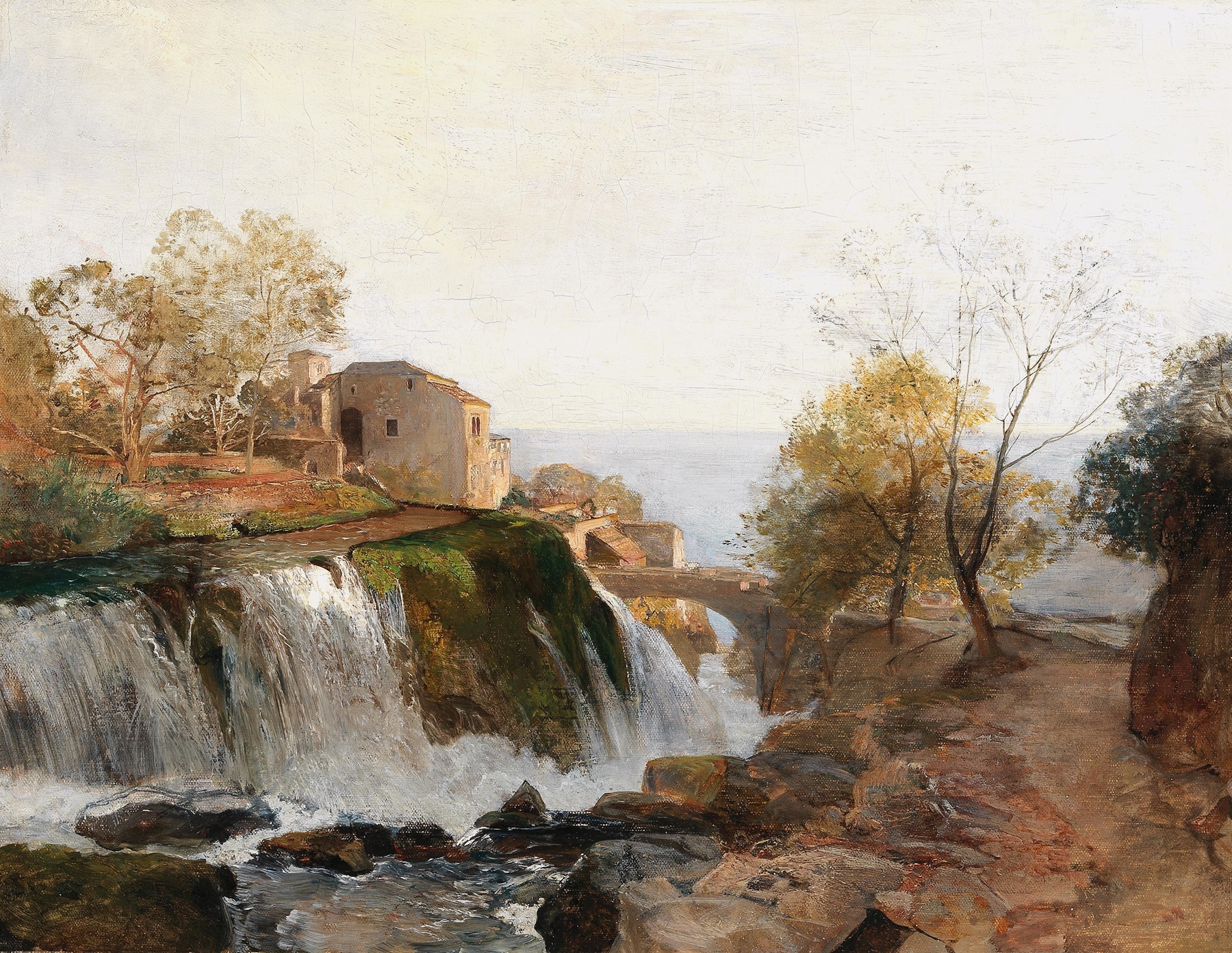 Landscape with a mill in a valley, oil on canvas by Emil Jakob Schindler