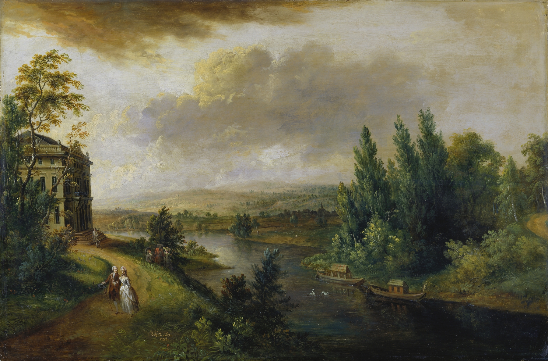 Schönbusch Castle near Aschaffenburg, oil on canvas by Christian Georg Schütz the elder