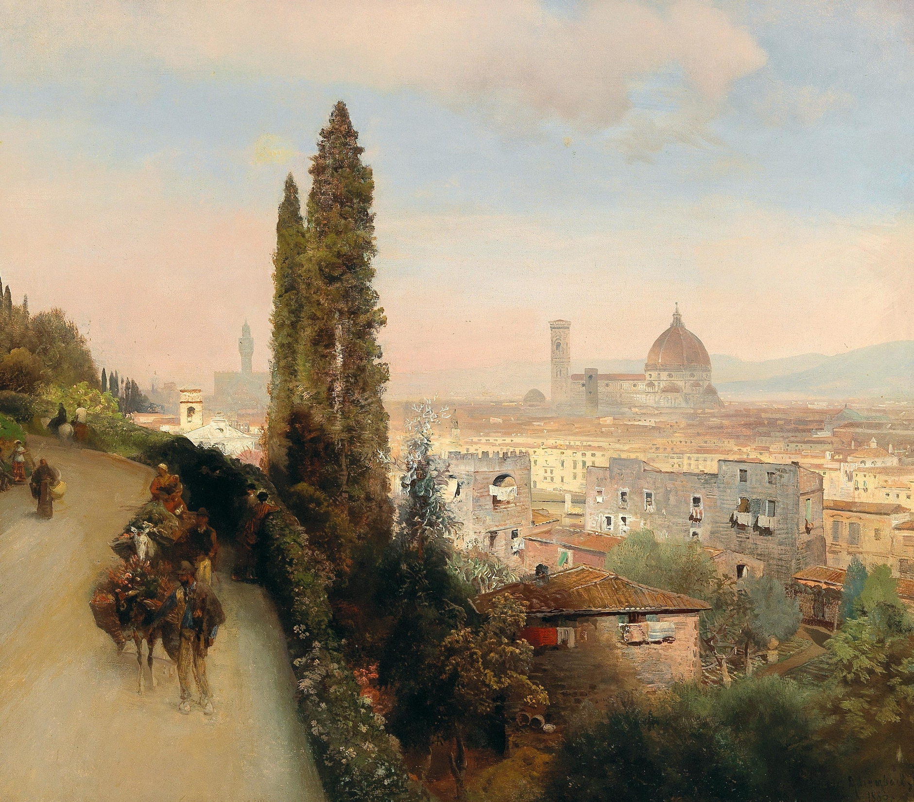 Landscape of Florence, oil on canvas by Oswald Achenbach