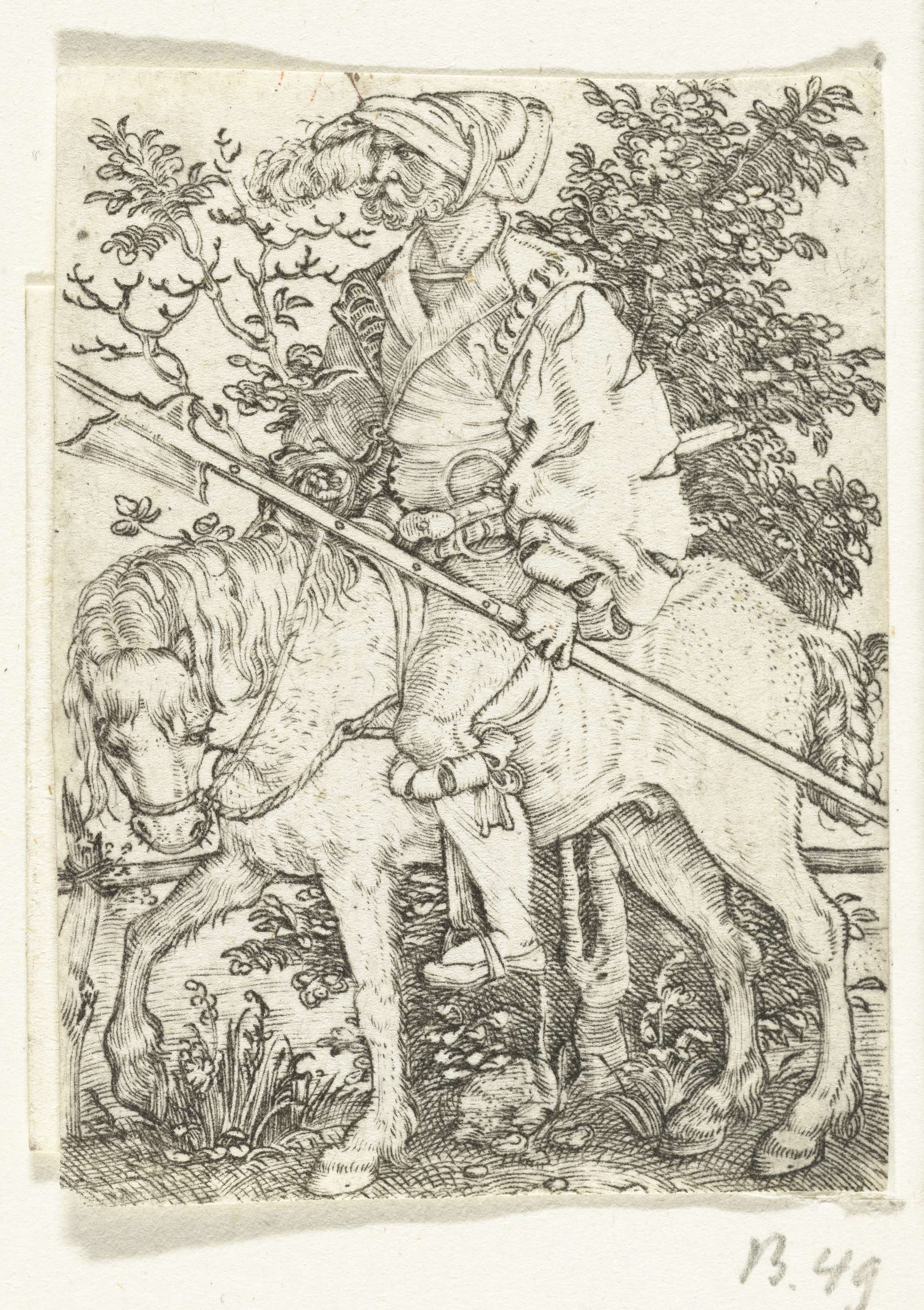 Hellebaardier te paard, by Barthel Beham, public domain