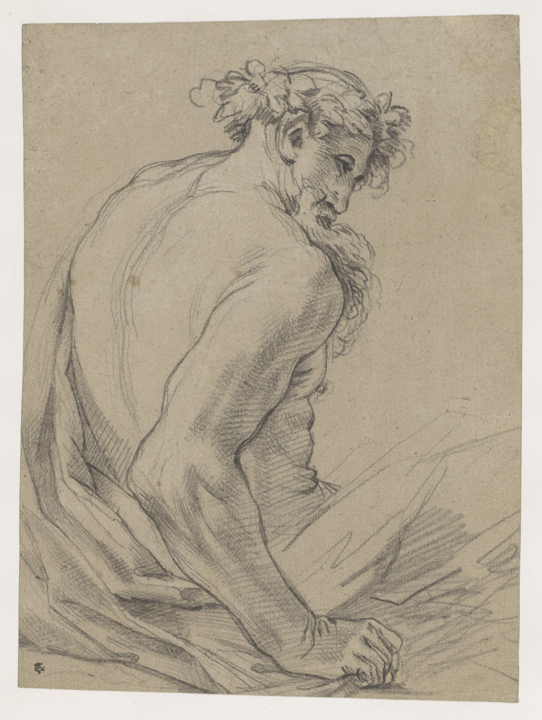 Faun of Sater, zittend naar rechts, paper by Simon Vouet