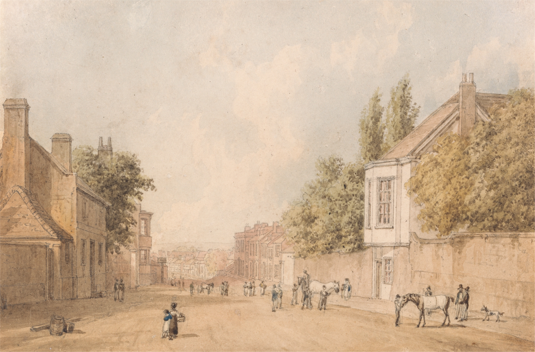 Entrance to Newmarket, oil on canvas by William Westall