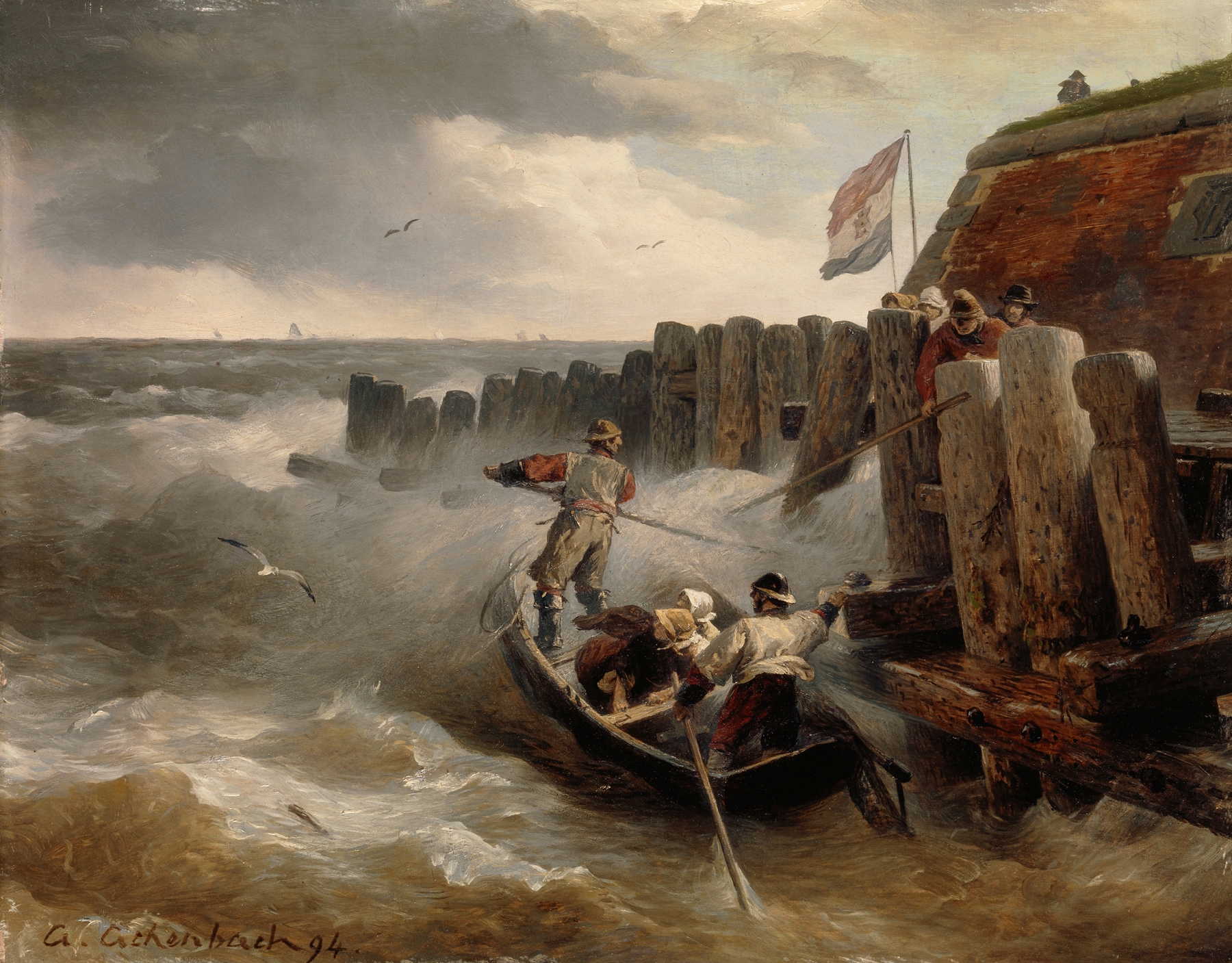 Seascape, by Andreas Achenbach, public domain