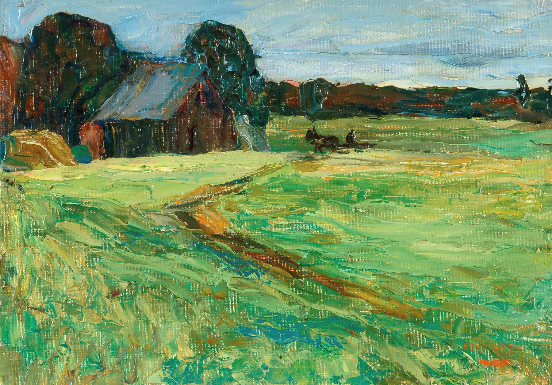 Vasilevskoë – Barn With Pony, by Wassily Kandinsky, public domain