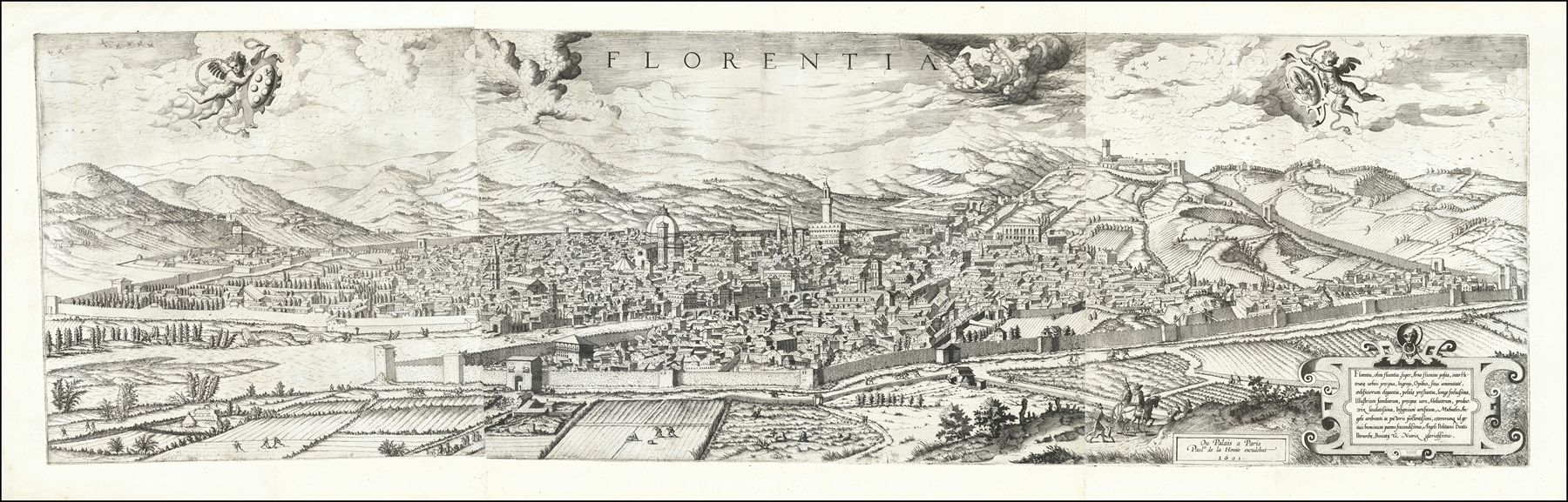 Landscape of Florence by Hieronymus Cock, depicting Tuscan hills in oil painting