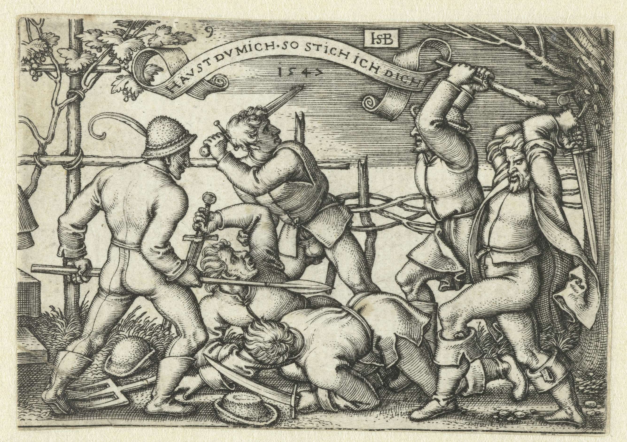 Vechtende boeren met zwaarden, by Hans Sebald Beham, public domain
