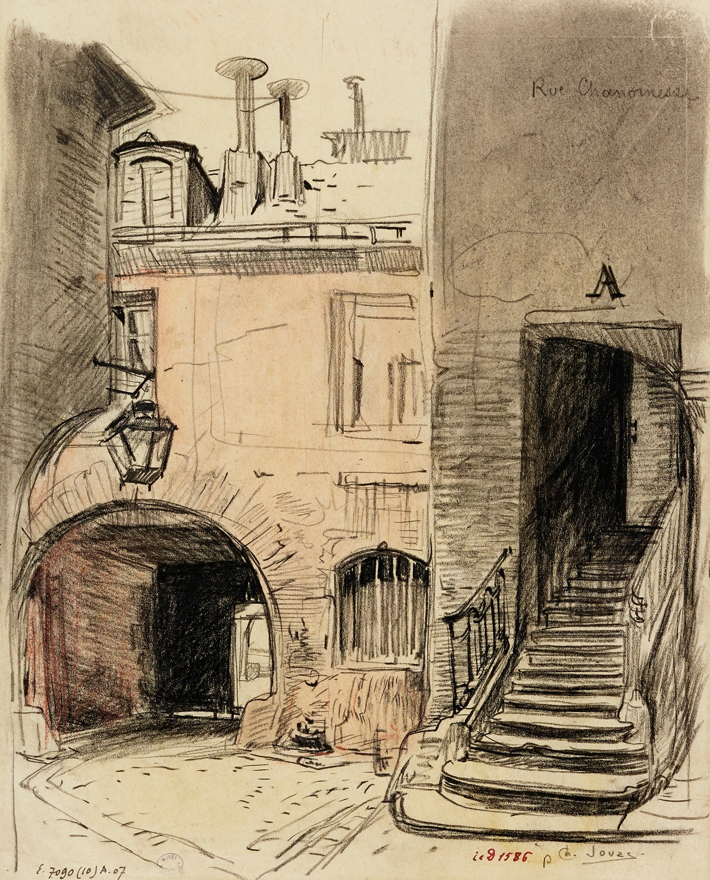 Escalier et cour du 22, rue Chanoinesse, by Charles Jouas, public domain