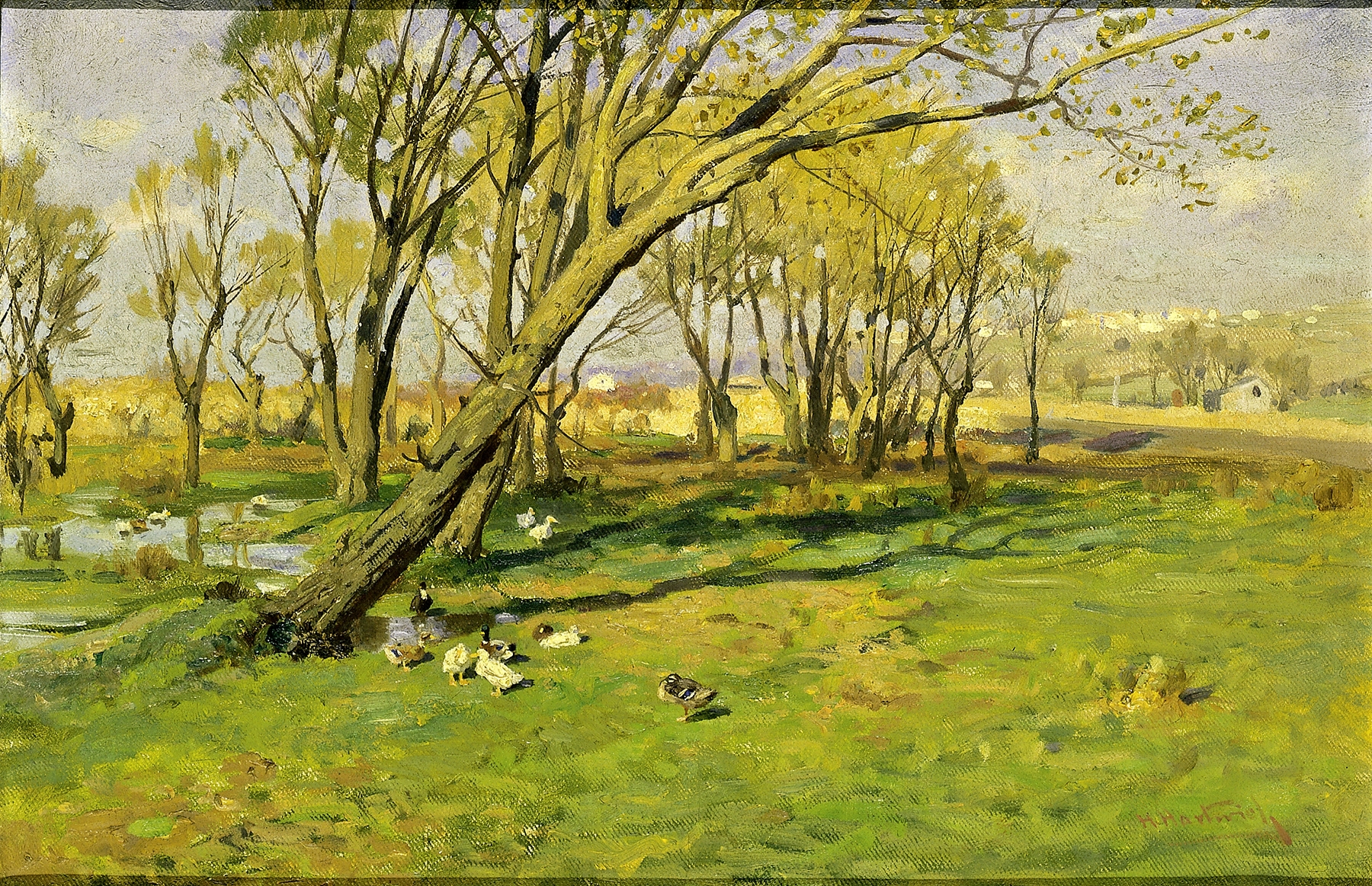 Impressionism landscape of Fisher's Pond by Herman Hartwich