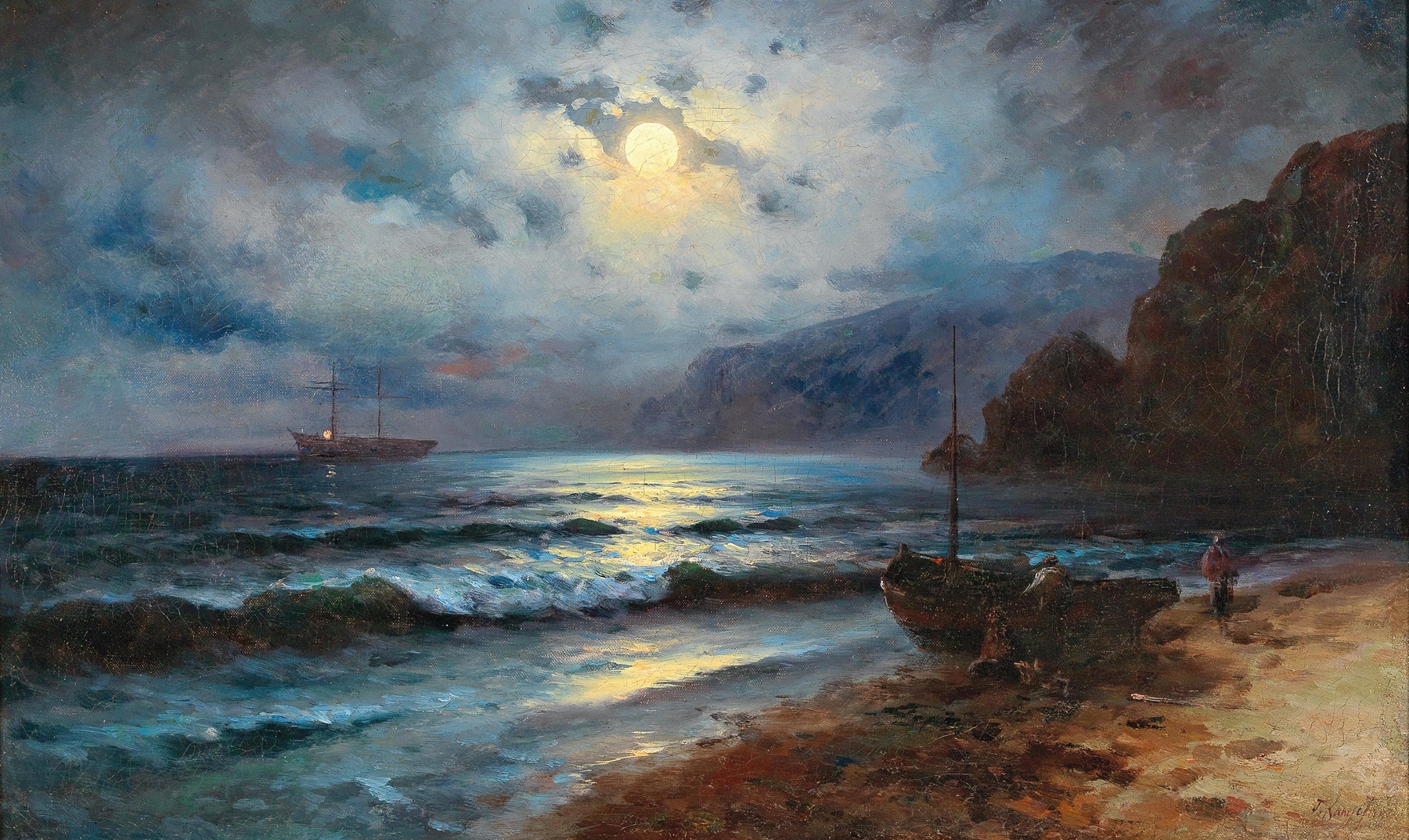 Marine scene depicting the Crimean Coast by Grigori Ivanovitch Kapustin, medium unknown.