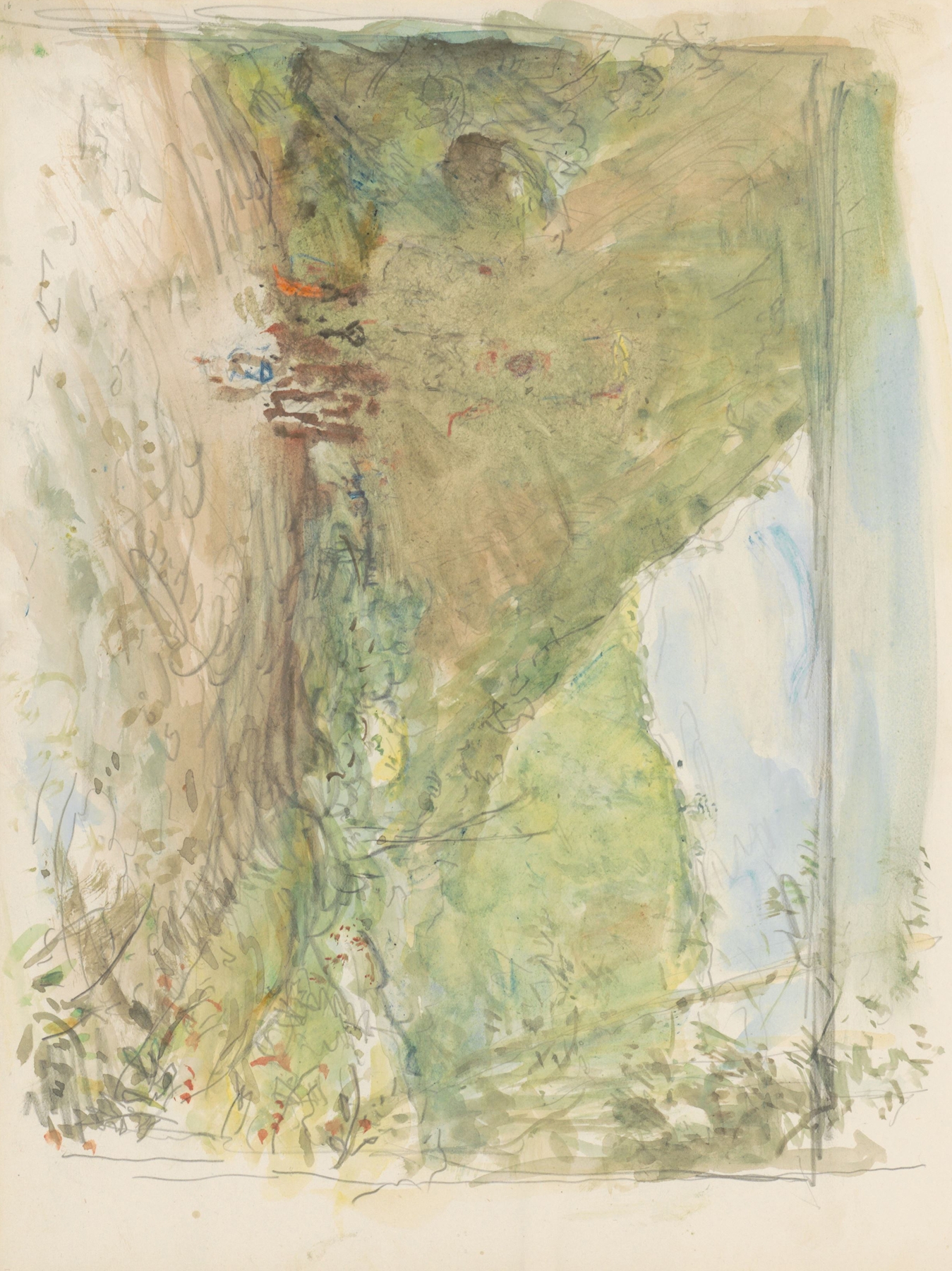 Heuvellandschap met figuren op een landweg, by Marius Bauer, public domain