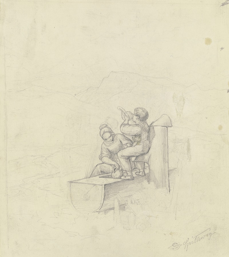 A charming scene of a girl and boy by a fountain.