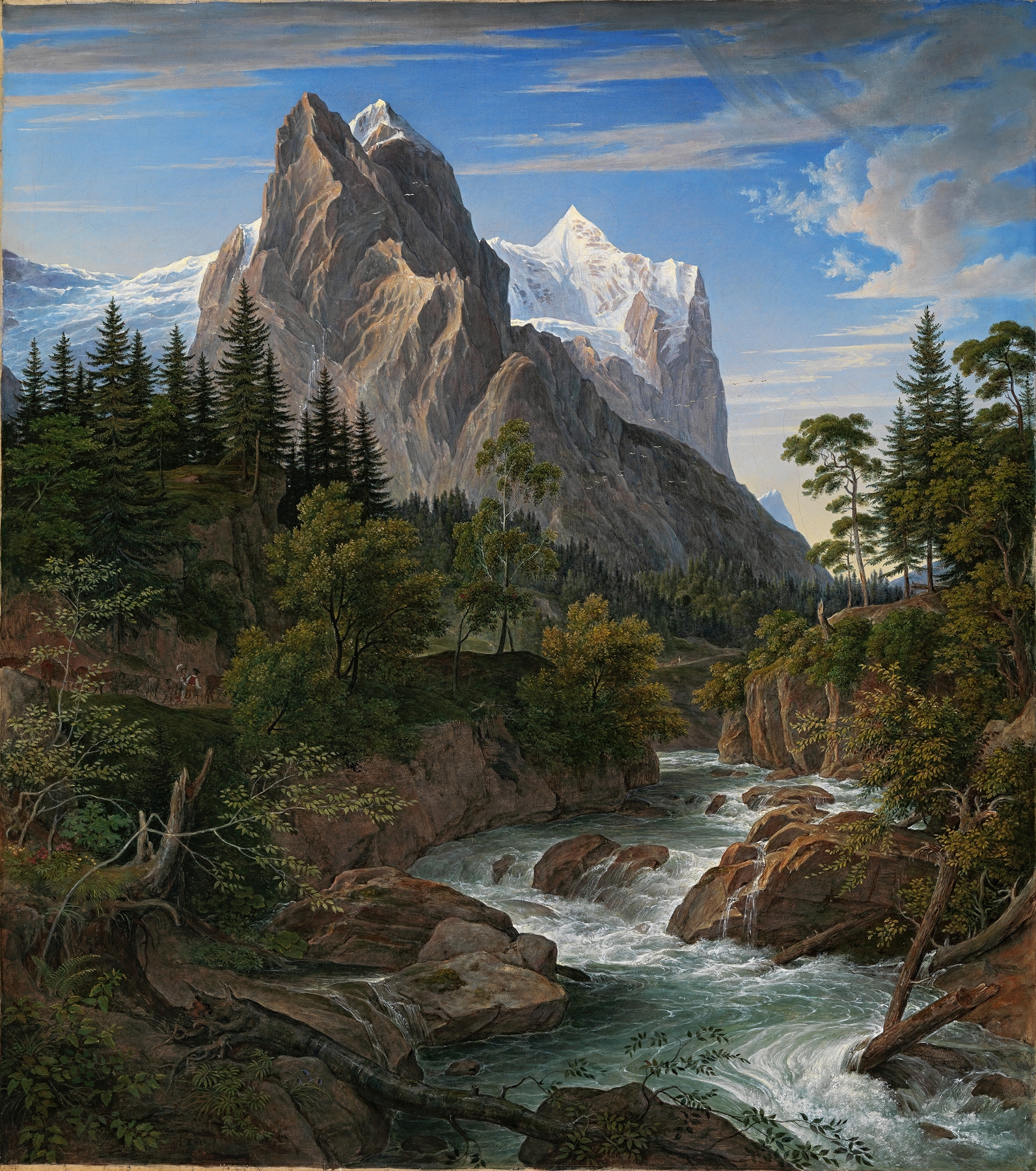 Landscape of Das Wetterhorn mit dem Reichenbachtal, oil on canvas by Joseph Anton Koch