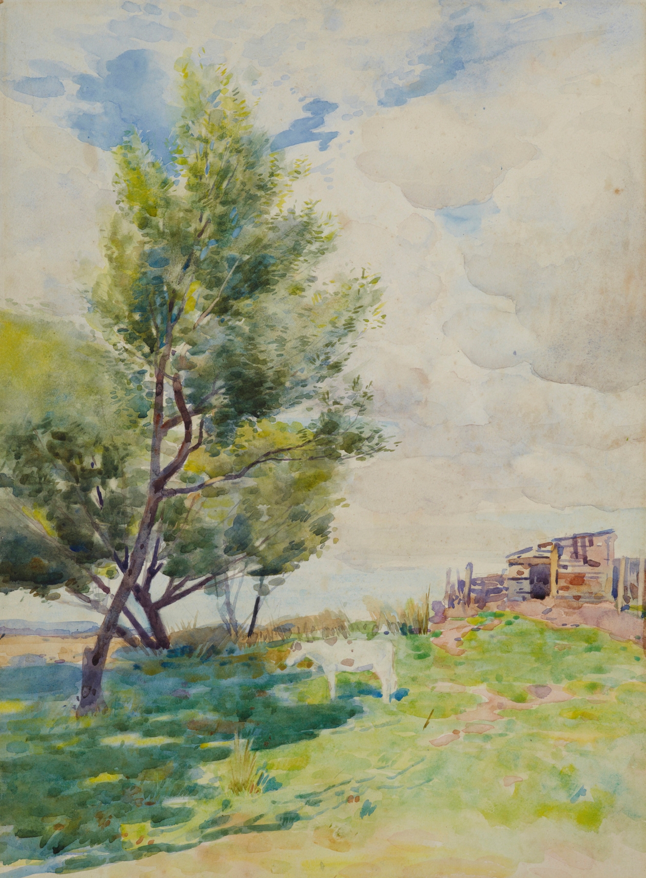 Hutt Valley landscape by James Nairn, oil painting depicting rolling hills and a serene valley.