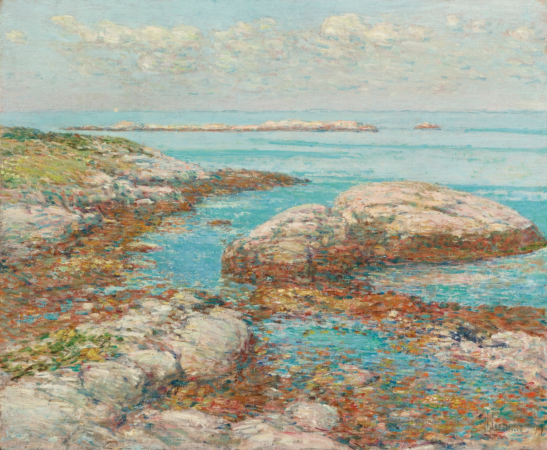 Rocks At Appledore, Morning, by Childe Hassam, public domain