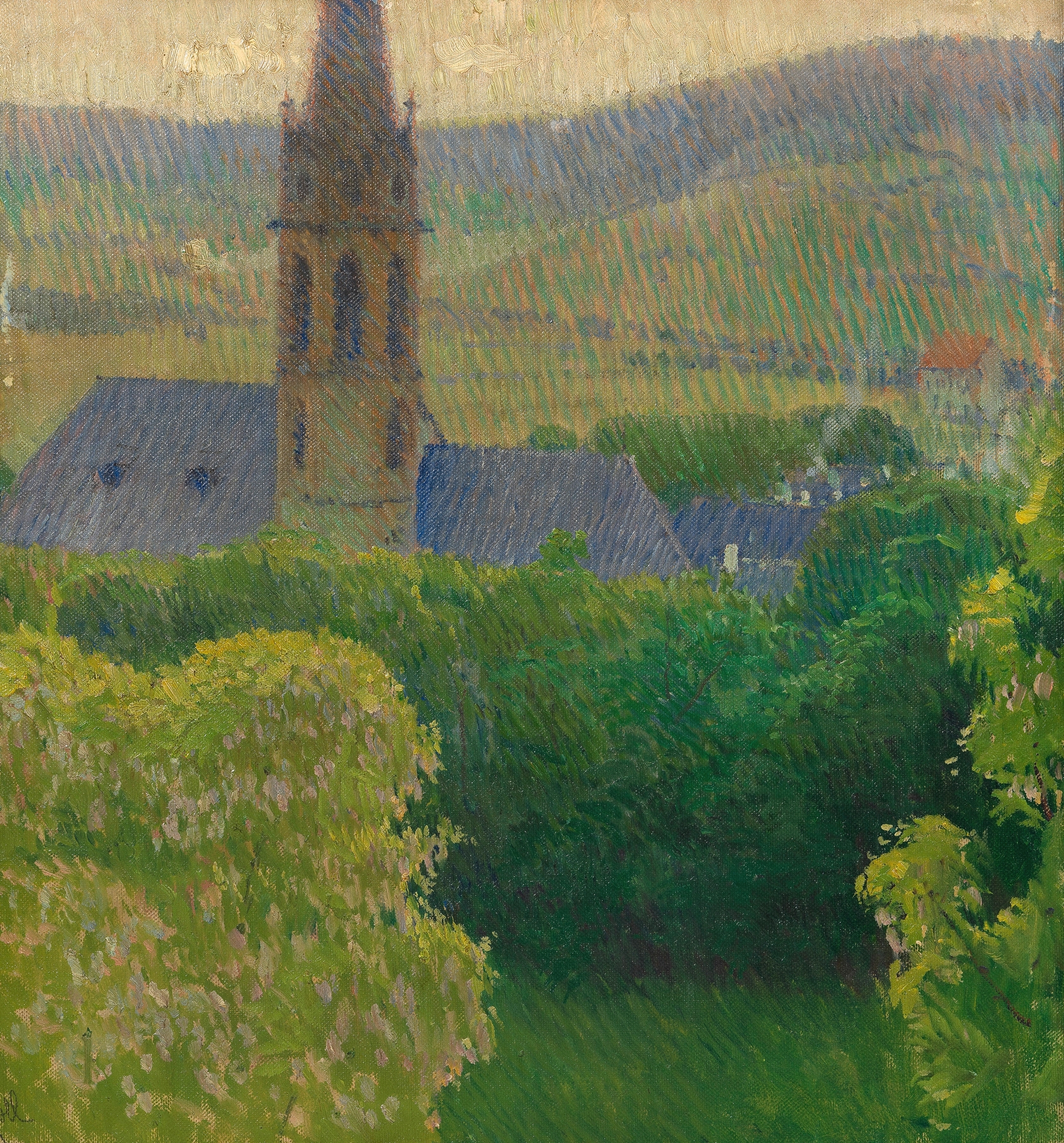 Blick auf die Heiligenstädter Pfarrkirche (St. Michael), by Carl Moll, public domain