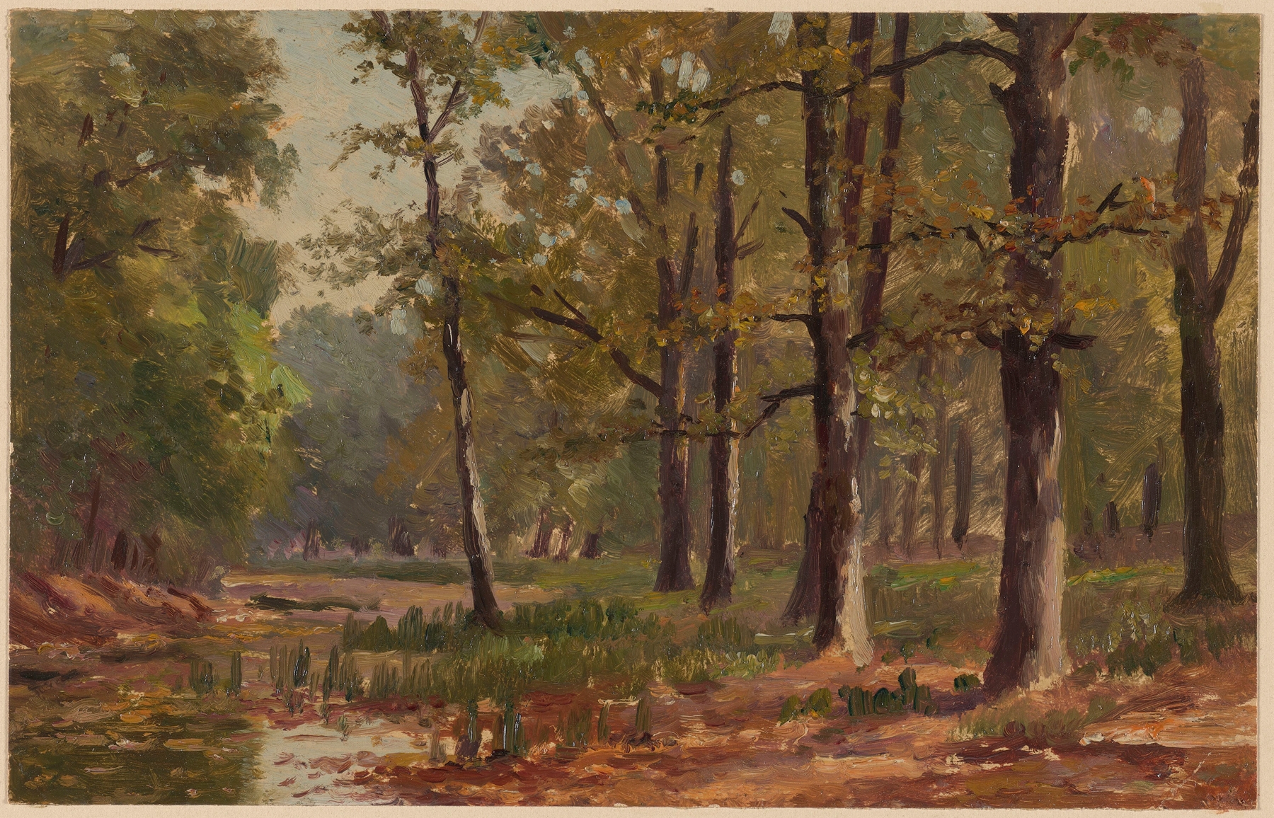 Foggy forest landscape by Theodor Blache, medium unknown.