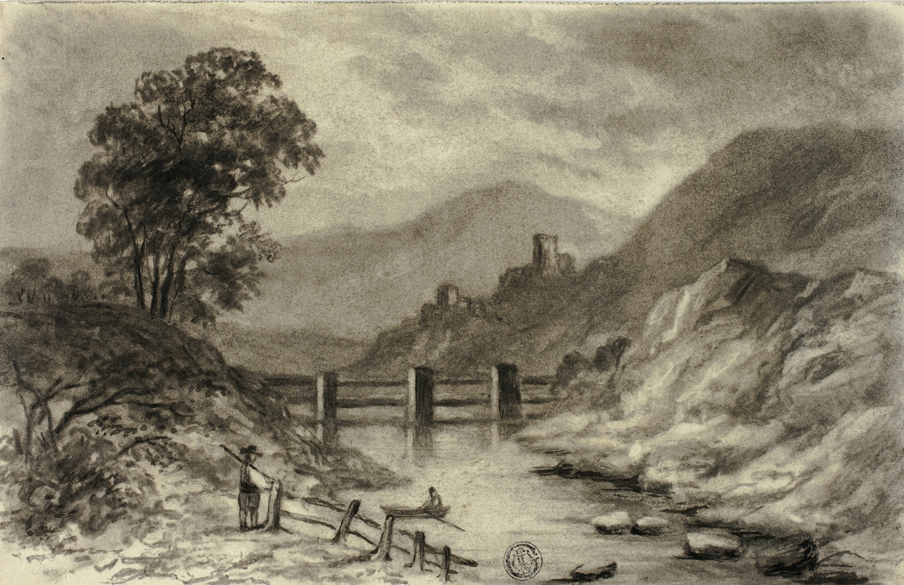 Mountain Stream with Boat, by Elizabeth Murray, public domain