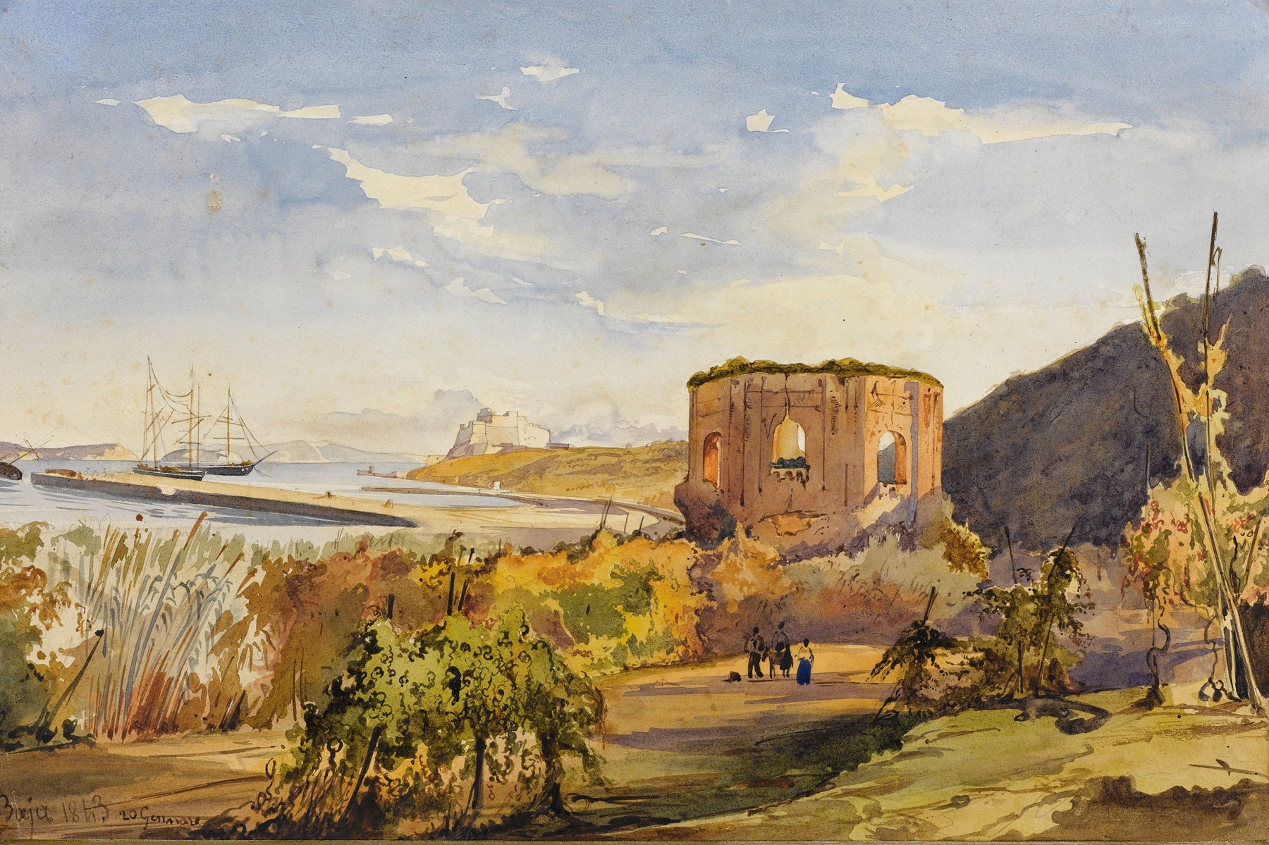 Landscape depicting vibrant colors, oil painting by Giacinto Gigante