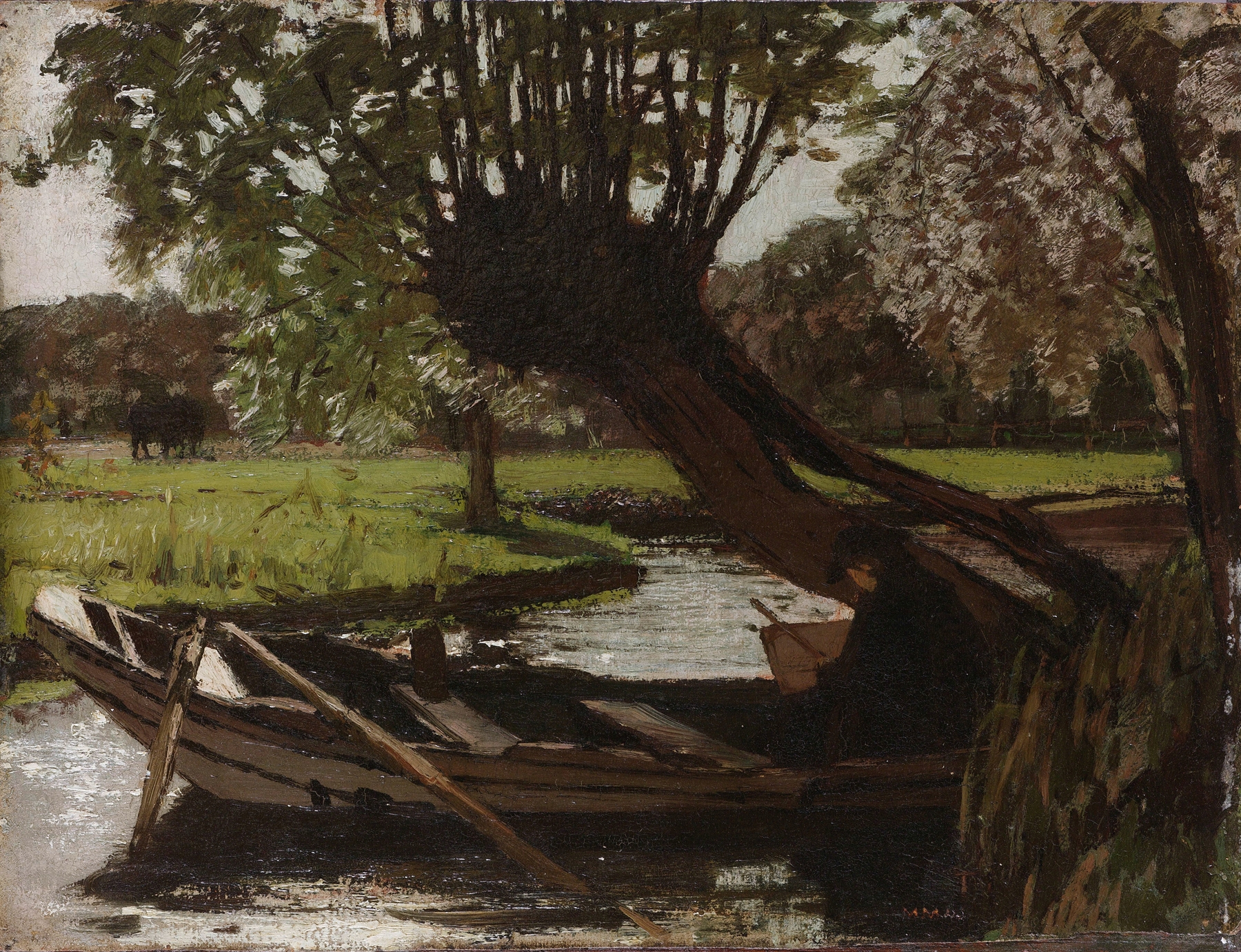 Boat with a Pollard Willow, by Matthijs Maris, public domain