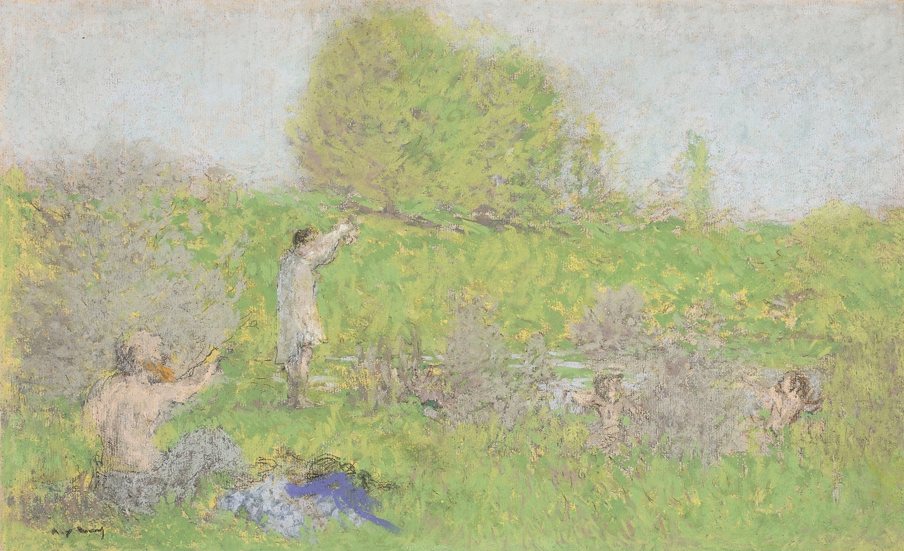 Femme et enfants au bord d’une rivière, oil painting by Ker-Xavier Roussel