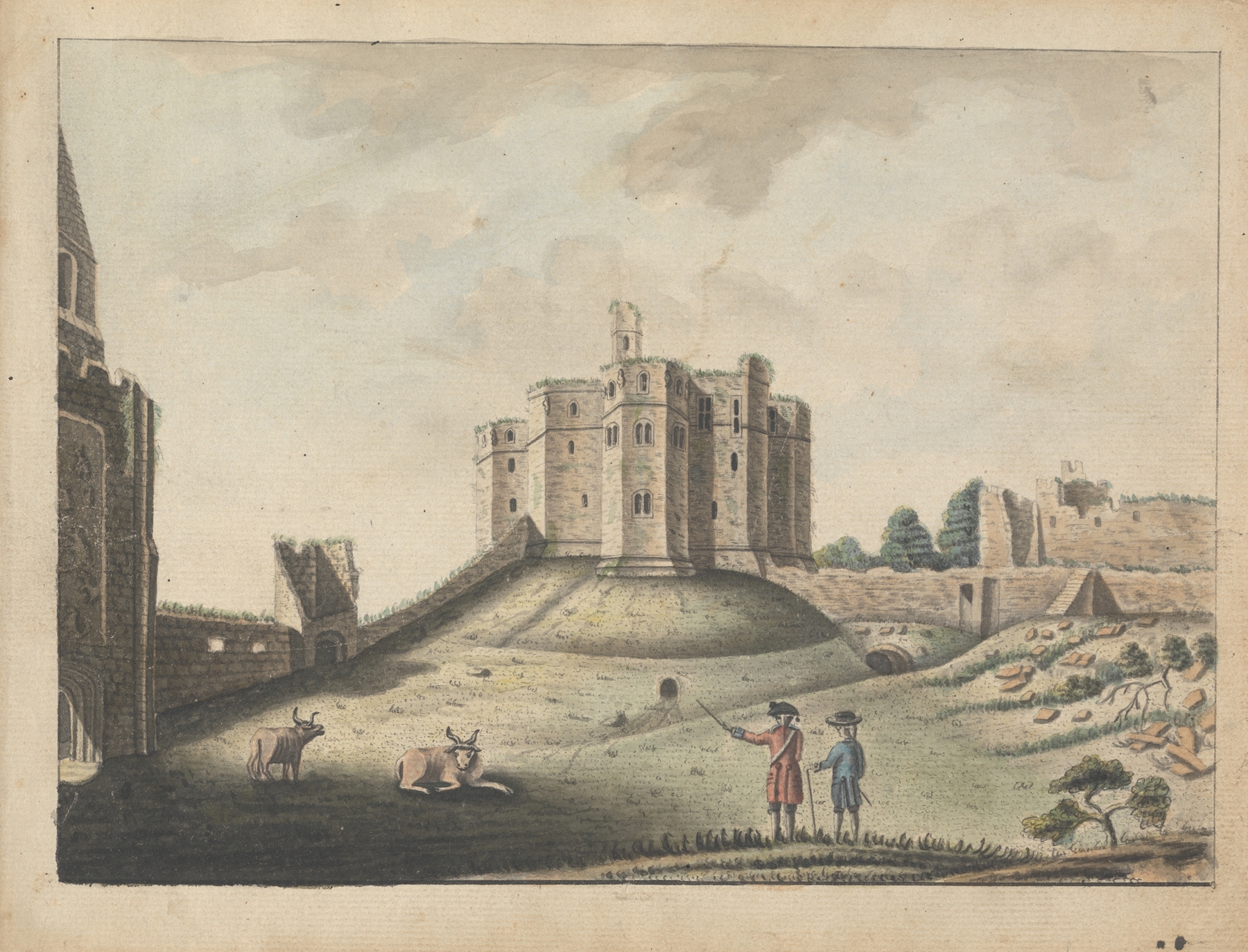 Warkworth Castle in Northumberland, oil painting by William Beilby