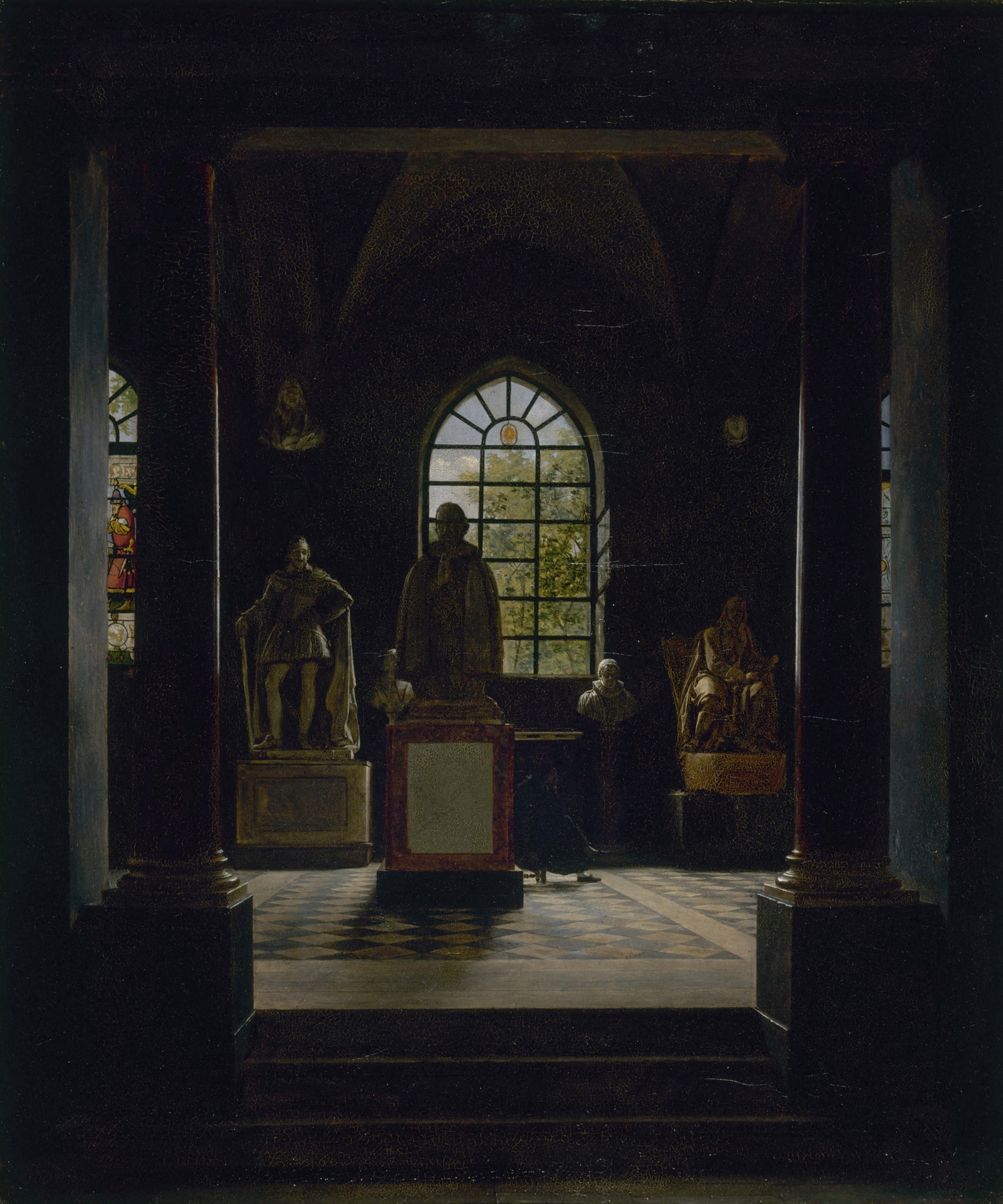 Interior scene with historical furniture by Léon-Mathieu Cochereau, oil painting, 1816