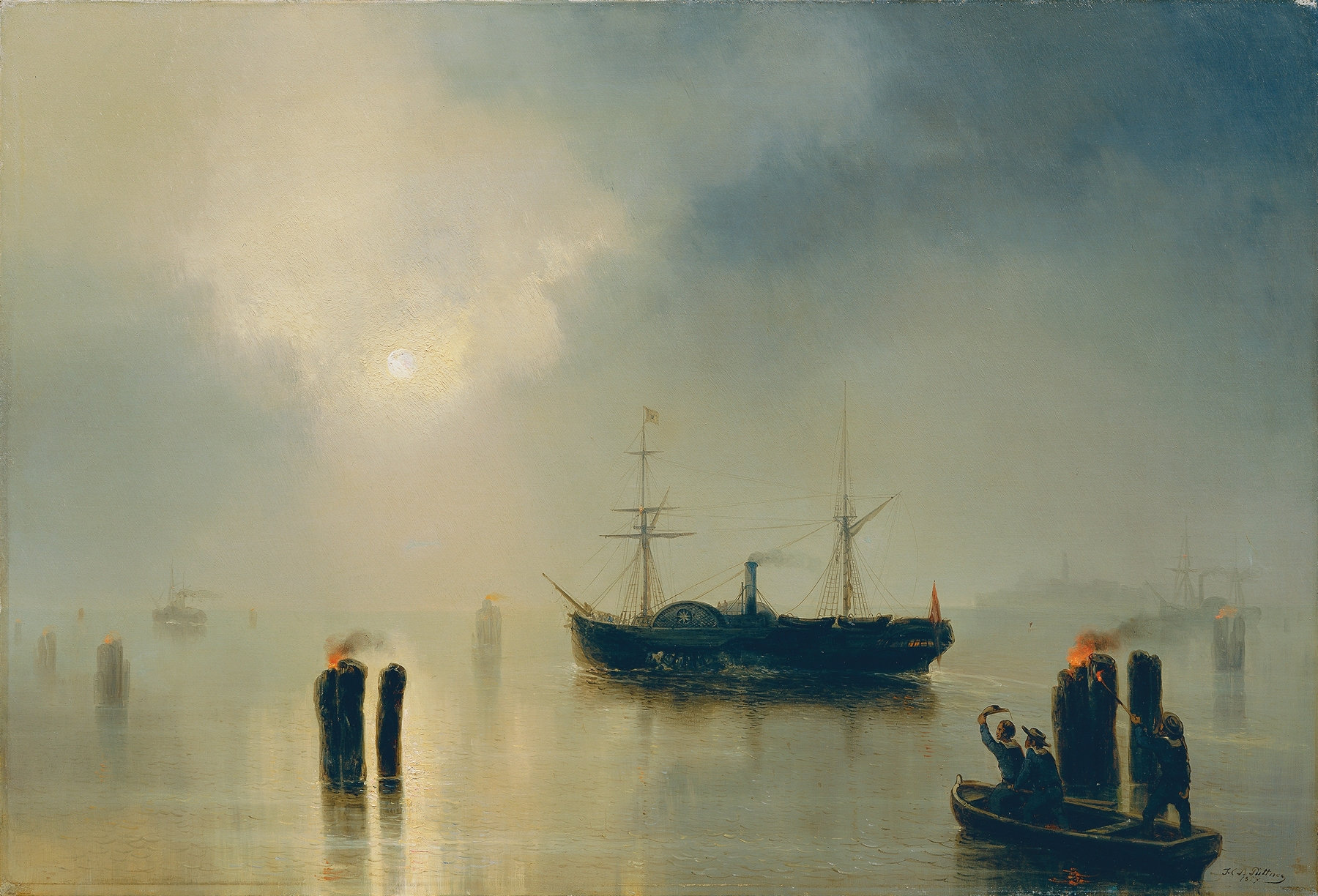 Nachtfahrt in der Lagune, by Josef Carl Berthold Püttner, public domain