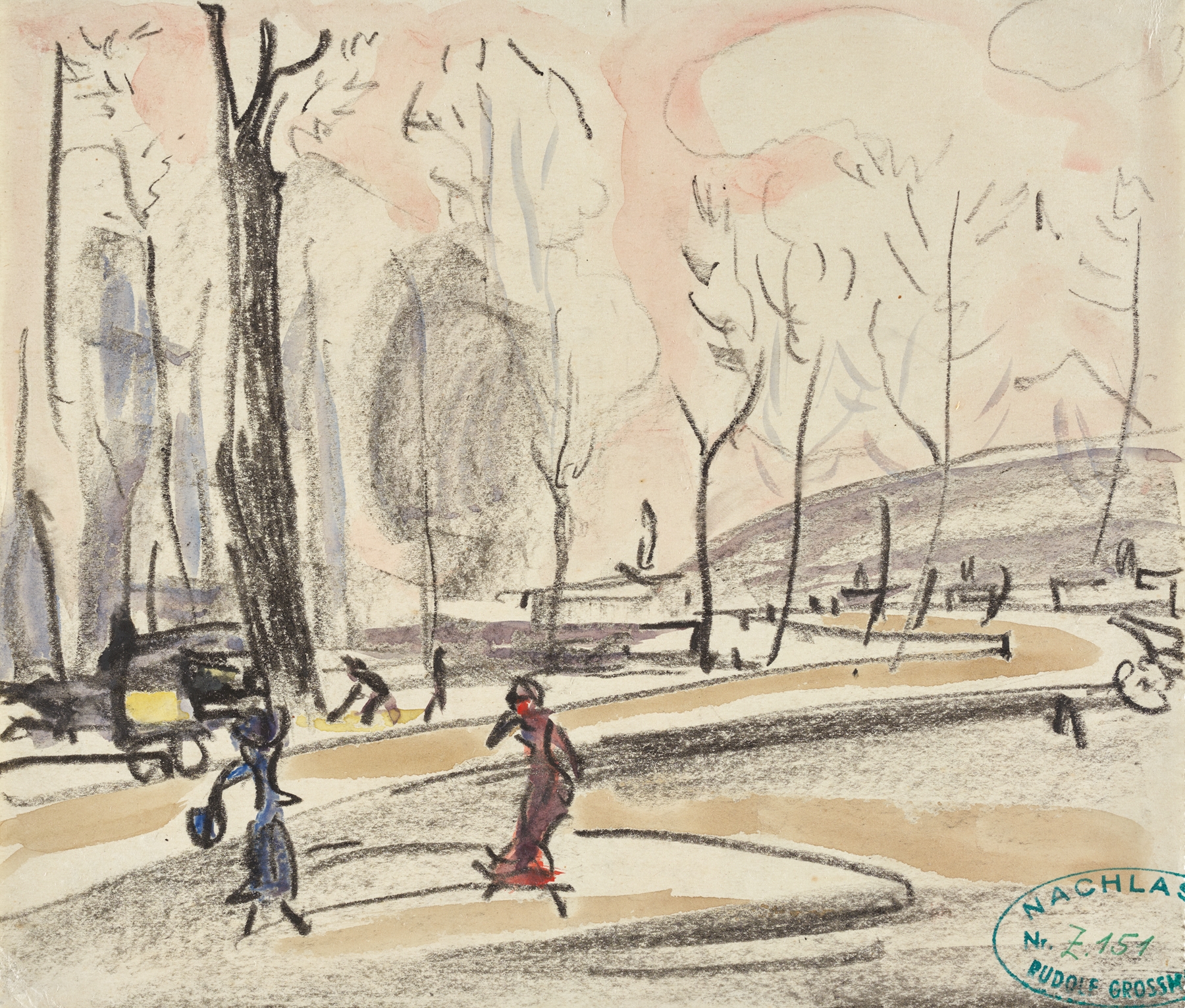 Street in Autumn, by Rudolf Grossmann, public domain