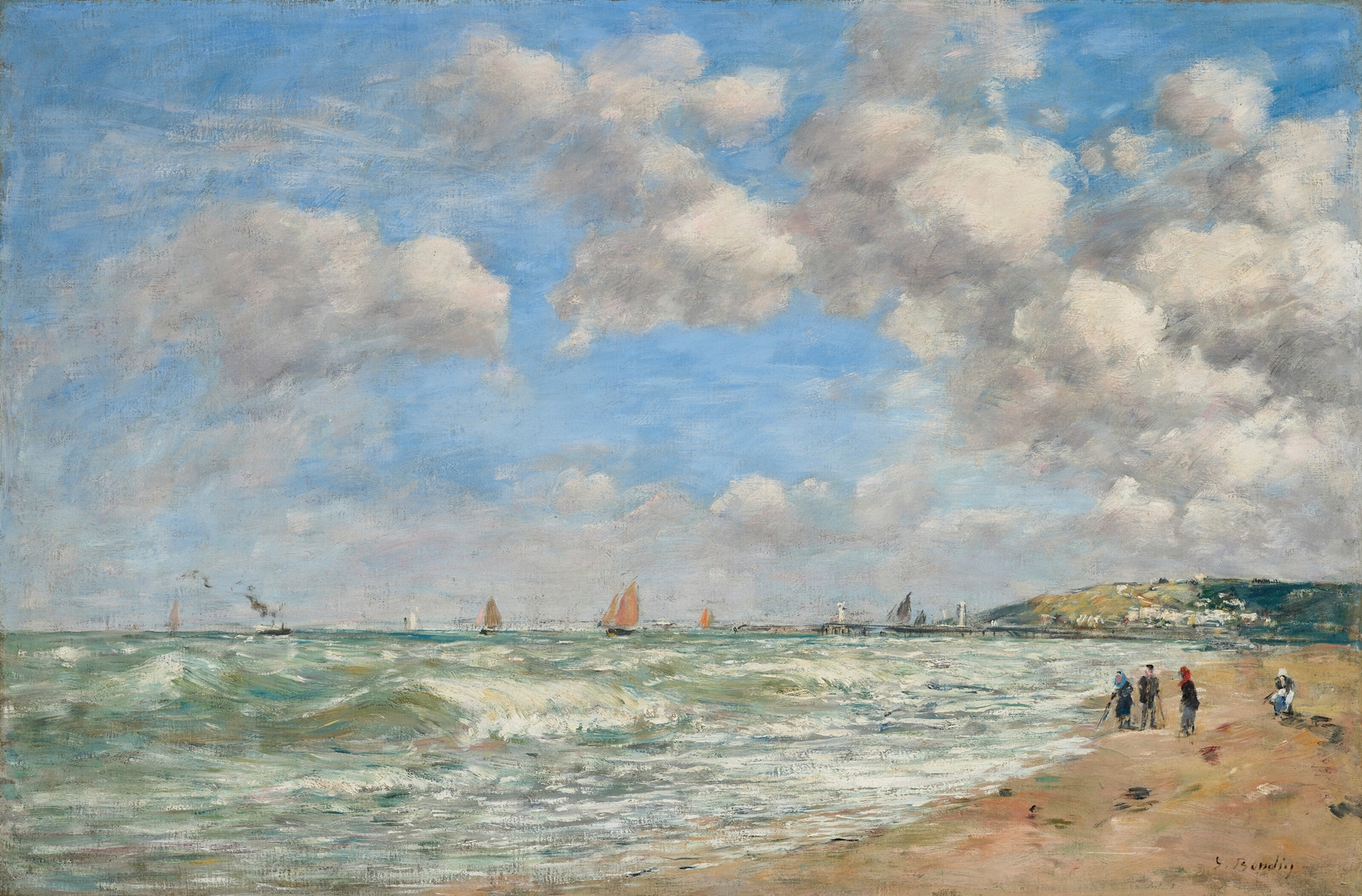 Deauville, la plage à marée montante, by Eugène Boudin, public domain