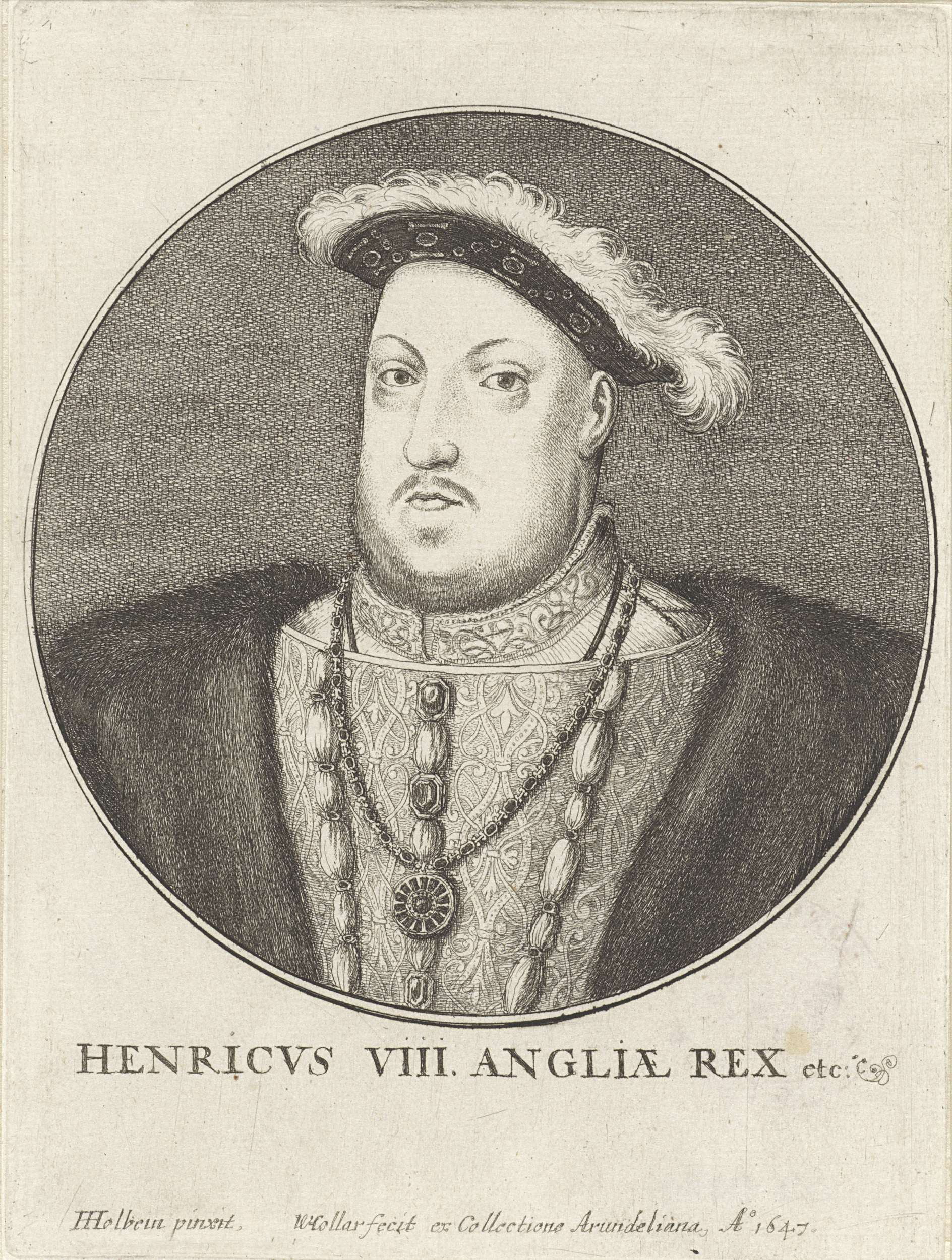 Portret van Hendrik VIII, koning van Engeland en Ierland, by Wenceslaus Hollar, public domain