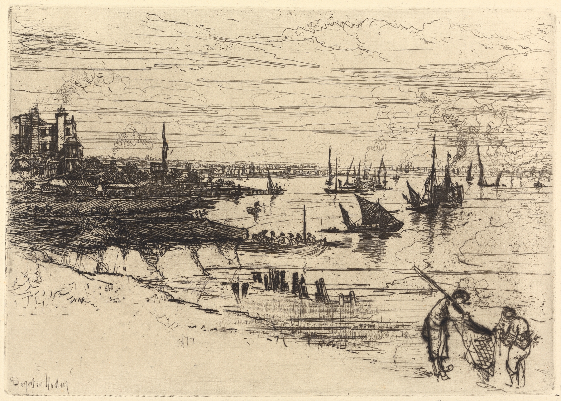 The Inn, Purfleet, by Francis Seymour Haden, public domain