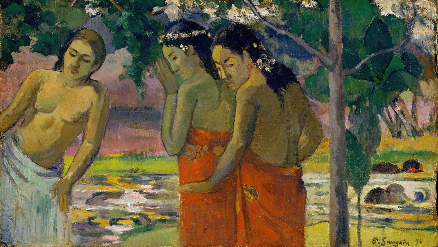 Paul Gauguin's 'Three Tahitian Women' showcases vibrant colors and cultural themes.