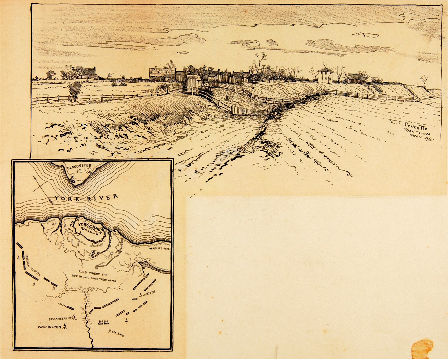 Present Appearance of British Entrenchment, Yorktown, by Ernest Peixotto, public domain