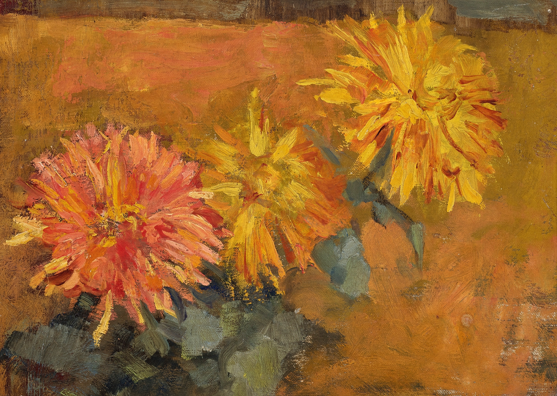 Drie Chrysanten, by Piet Mondrian, public domain