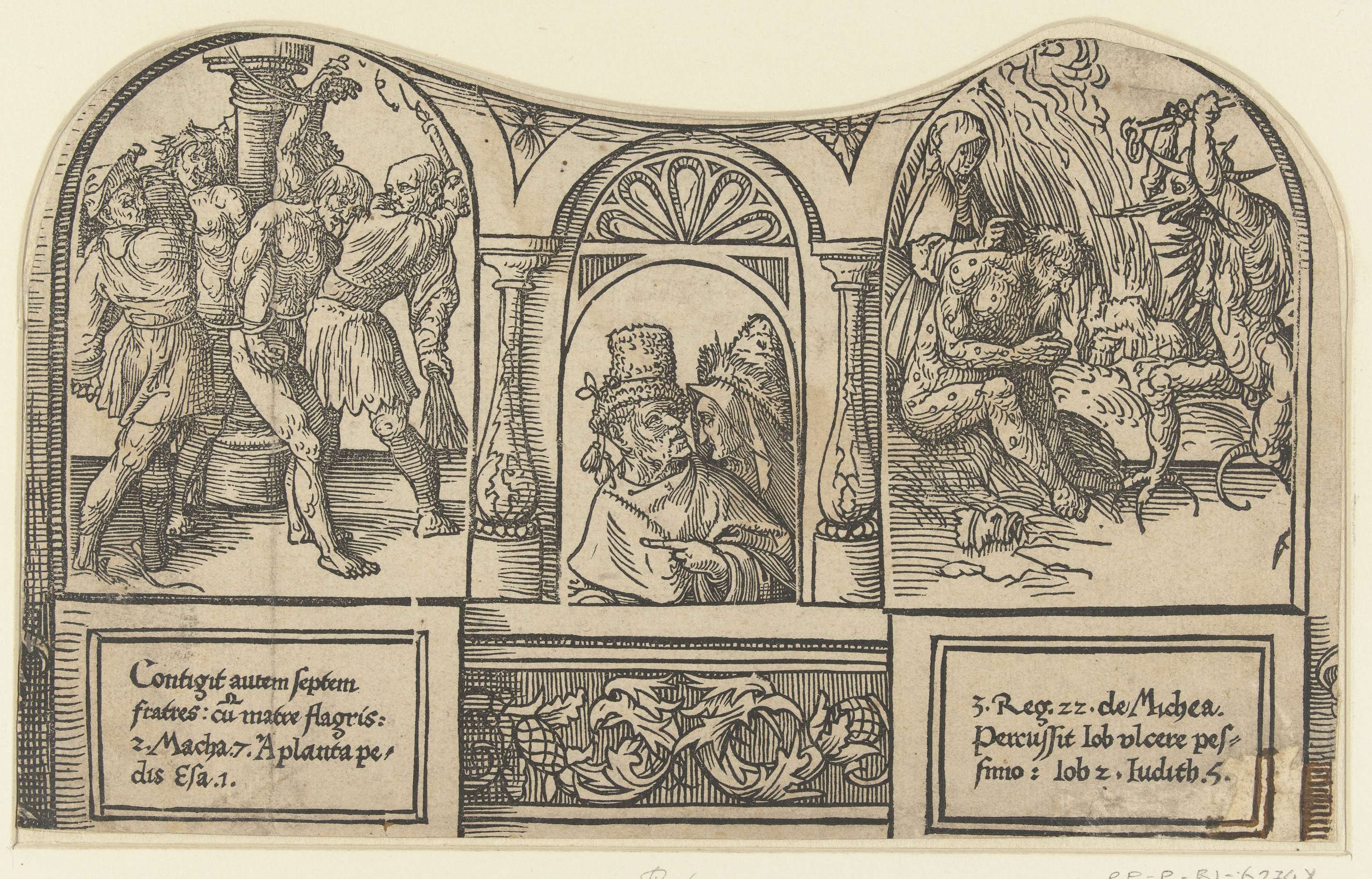 Religious scene with Job, his wife, and seven brothers, paper by Jacob Cornelisz van Oostsanen