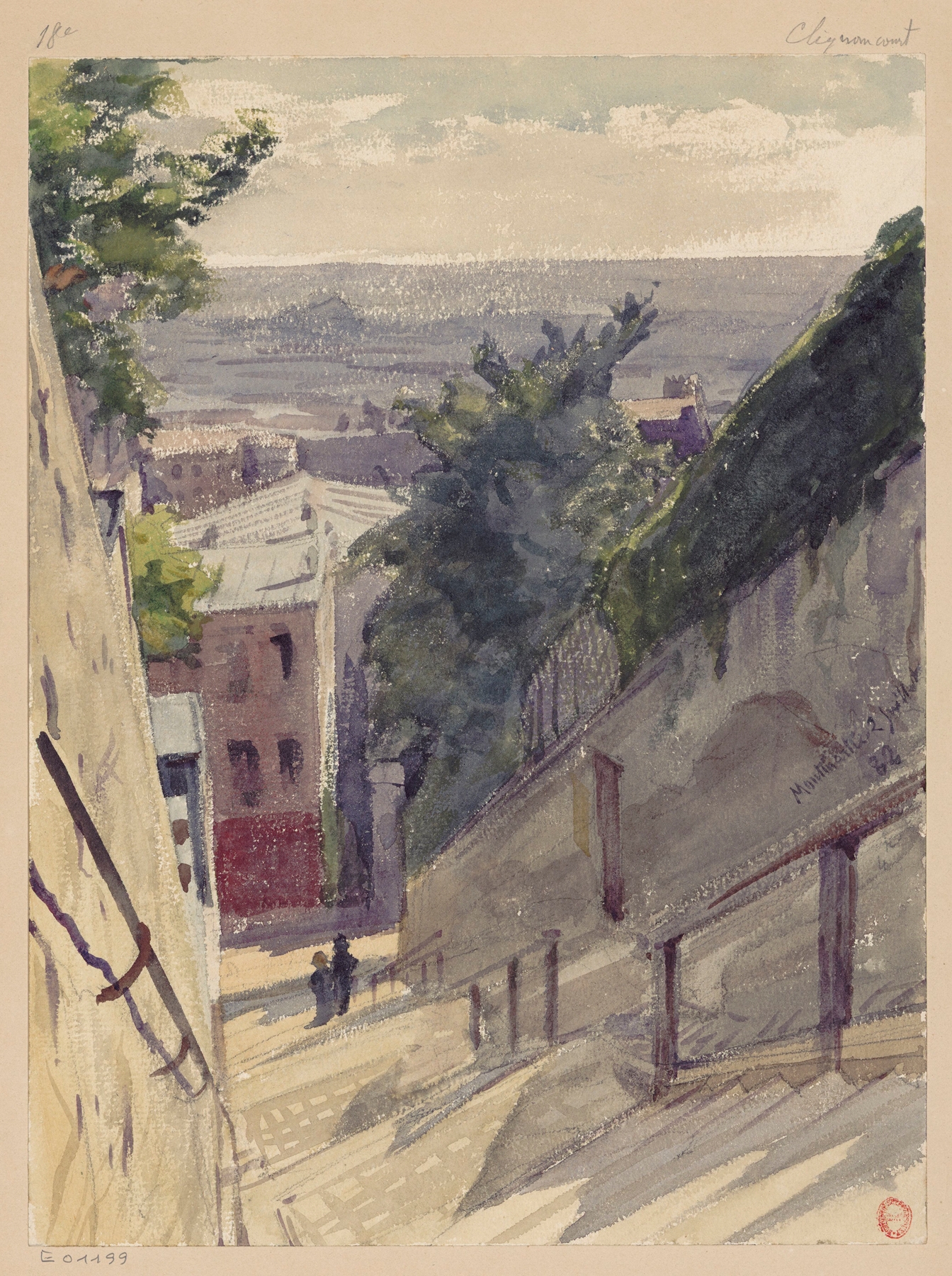 Staircase scene in oil painting by Léon-Auguste Ottin