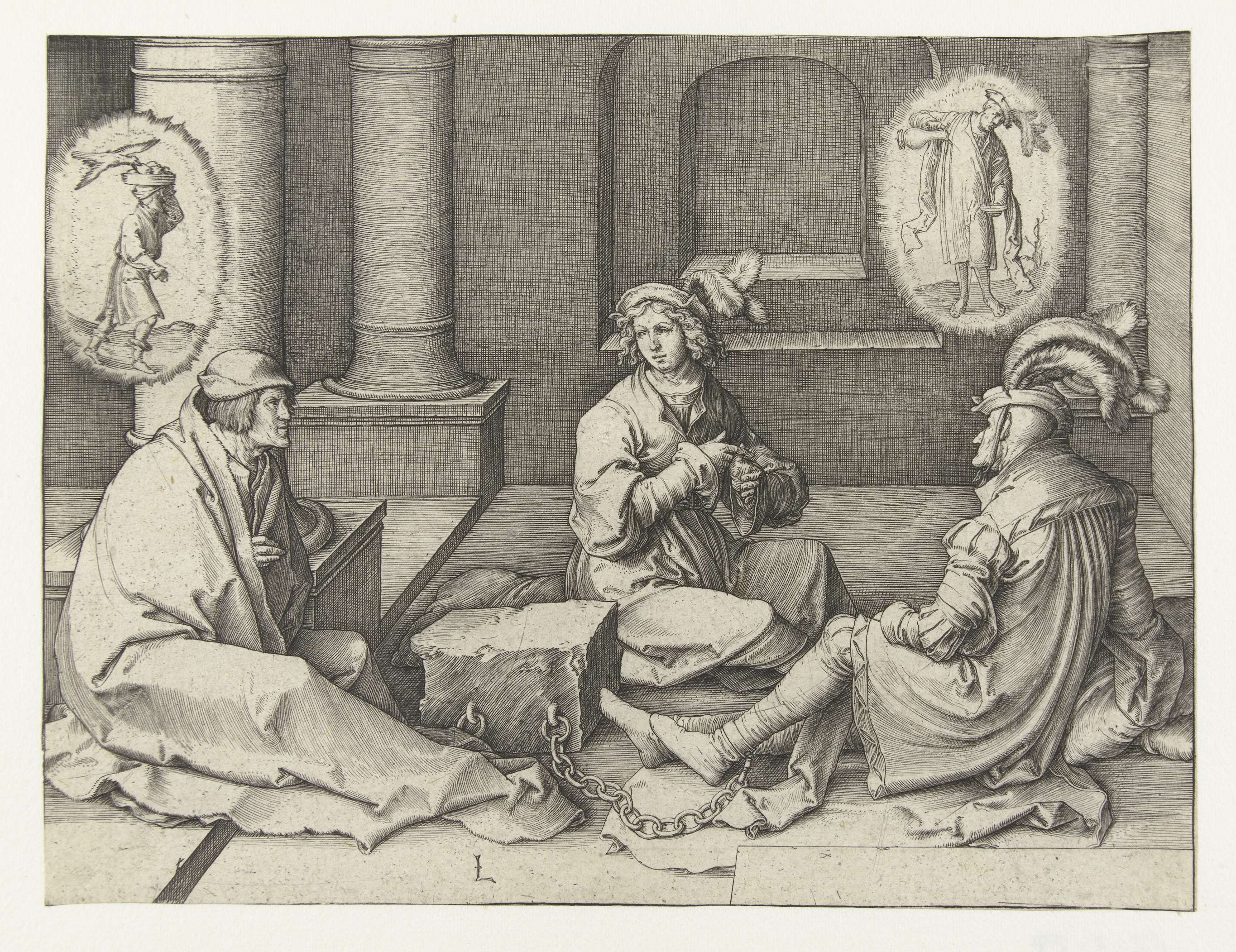 Jozef verklaart dromen in de gevangenis, by Lucas van Leyden, public domain
