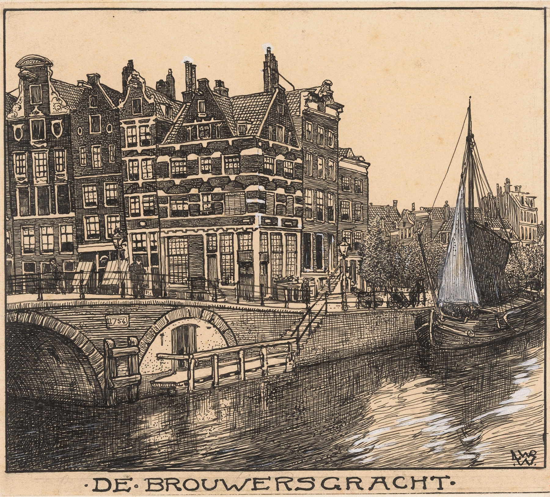De Brouwersgracht te Amsterdam, by Willem Wenckebach, public domain